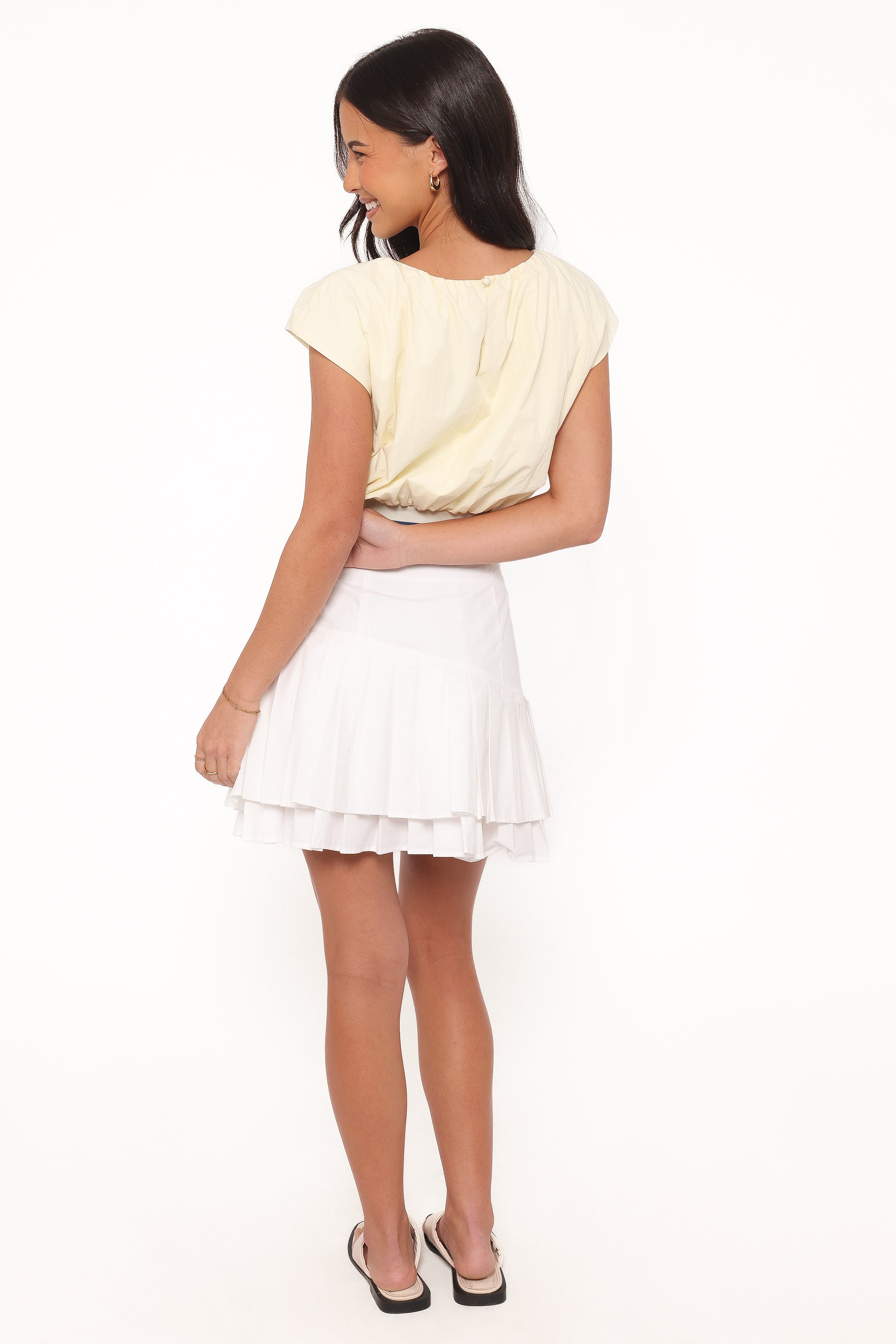 BOTTOMS Cygnus Pleated Mini Skirt - White