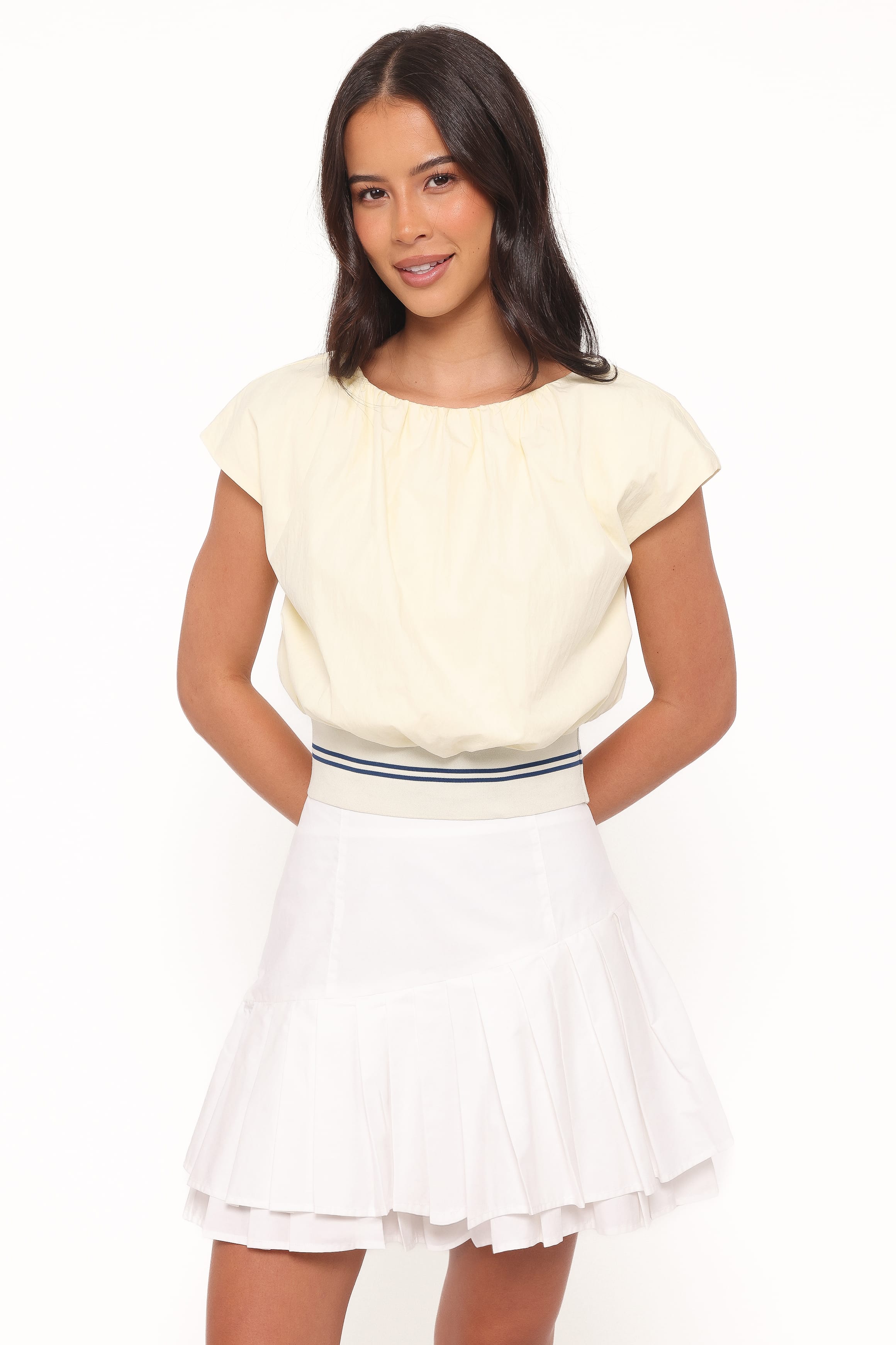 BOTTOMS Cygnus Pleated Mini Skirt - White