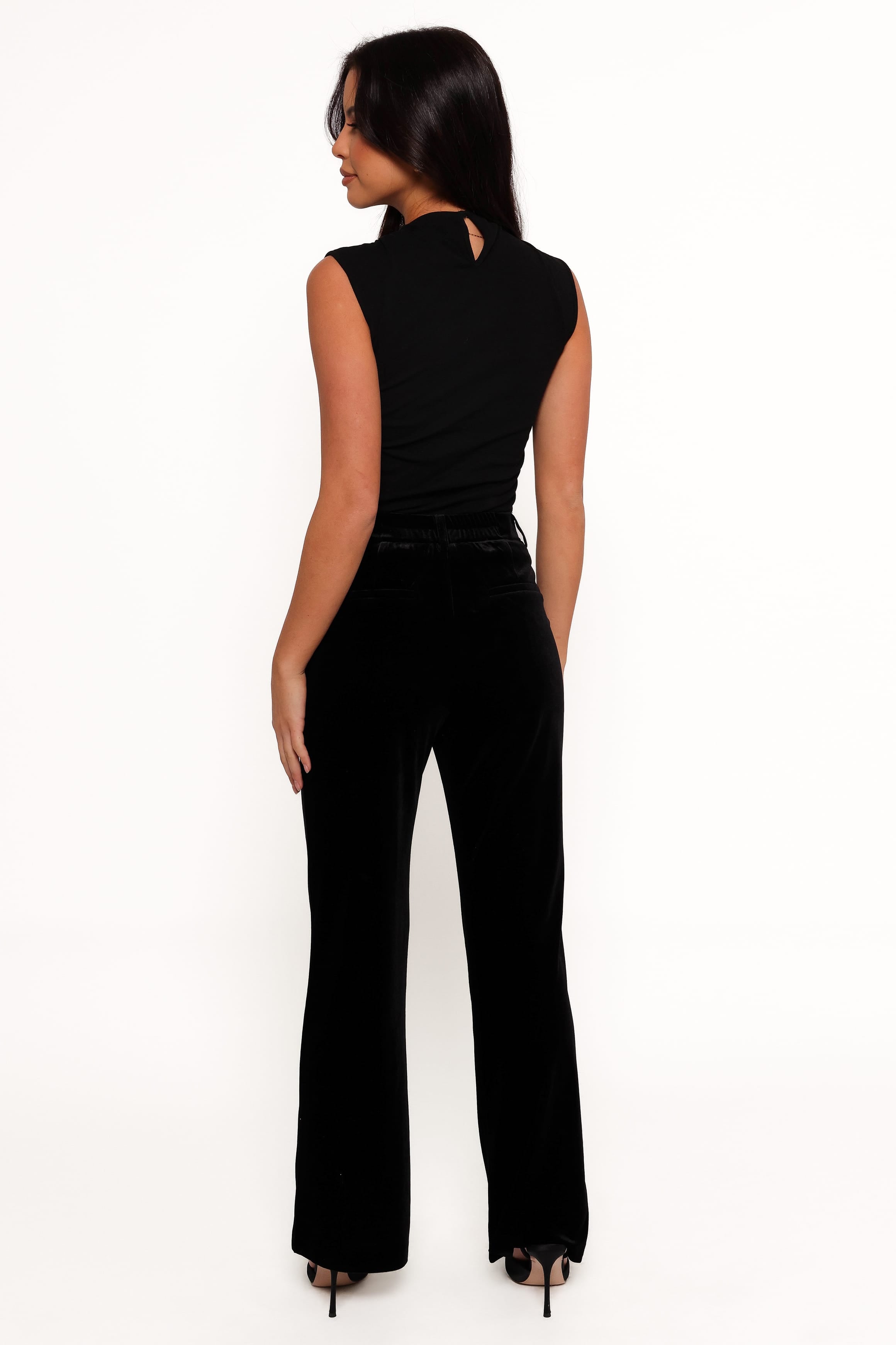 BOTTOMS Darla Velvet Wide Leg Pants - Black