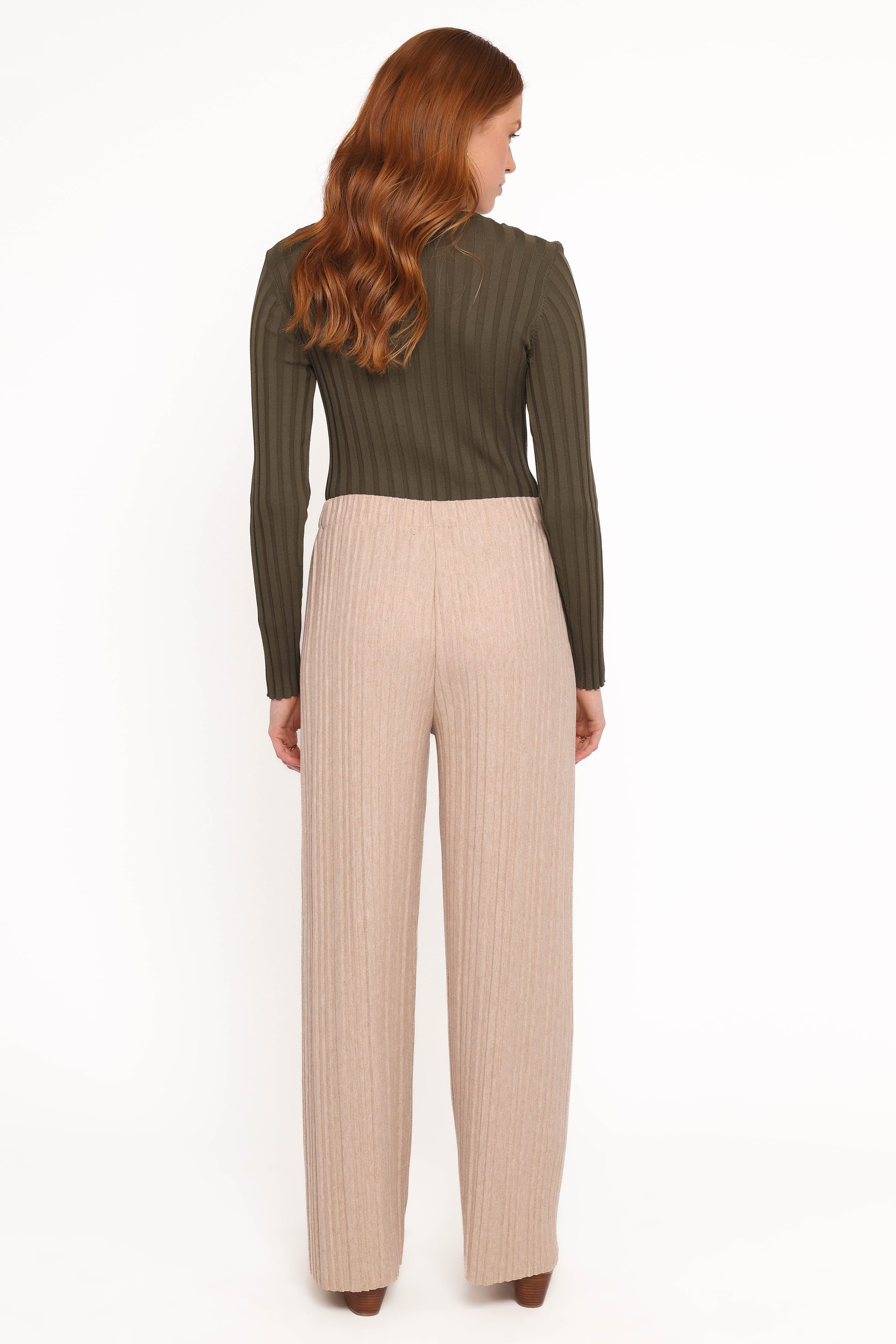 BOTTOMS Davis Pleated Knit Pant - Beige