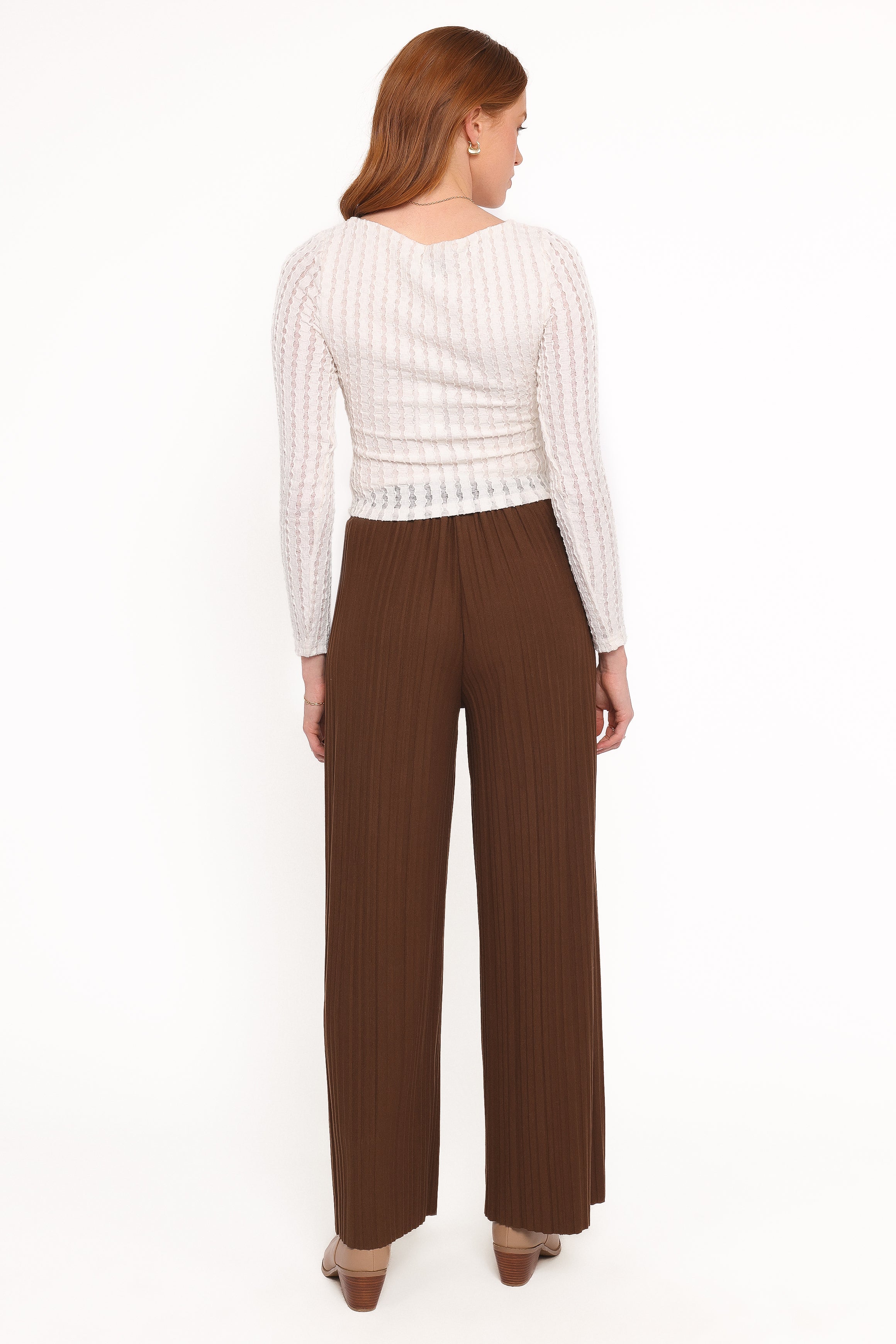 BOTTOMS Davis Pleated Knit Pant - Brown
