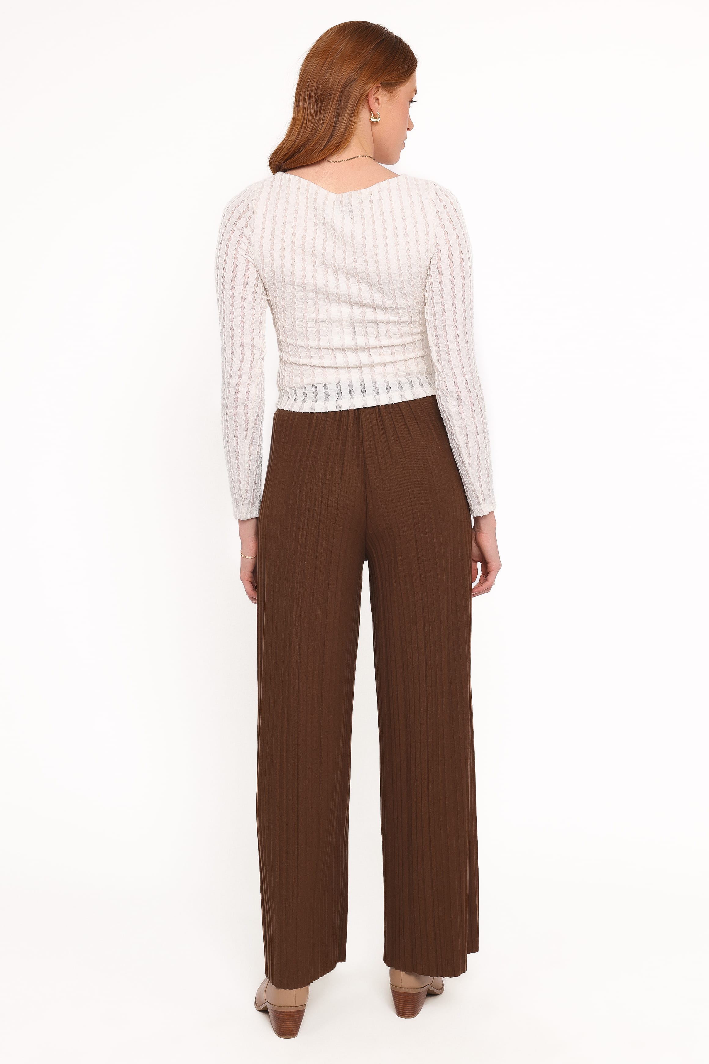BOTTOMS Davis Pleated Knit Pant - Brown