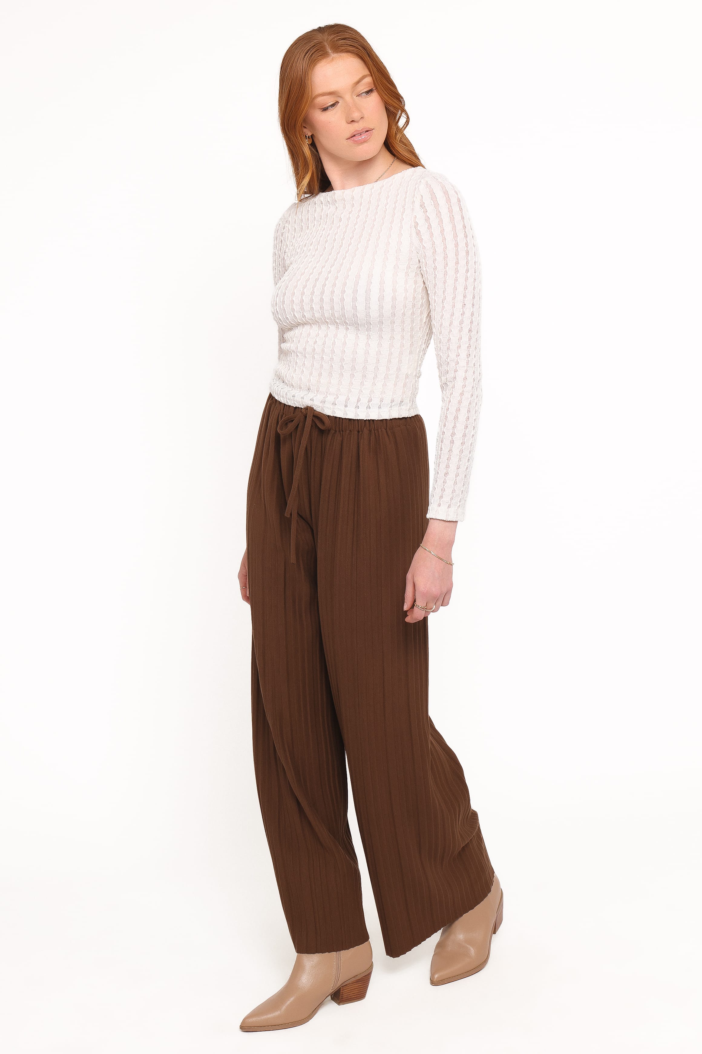 BOTTOMS Davis Pleated Knit Pant - Brown