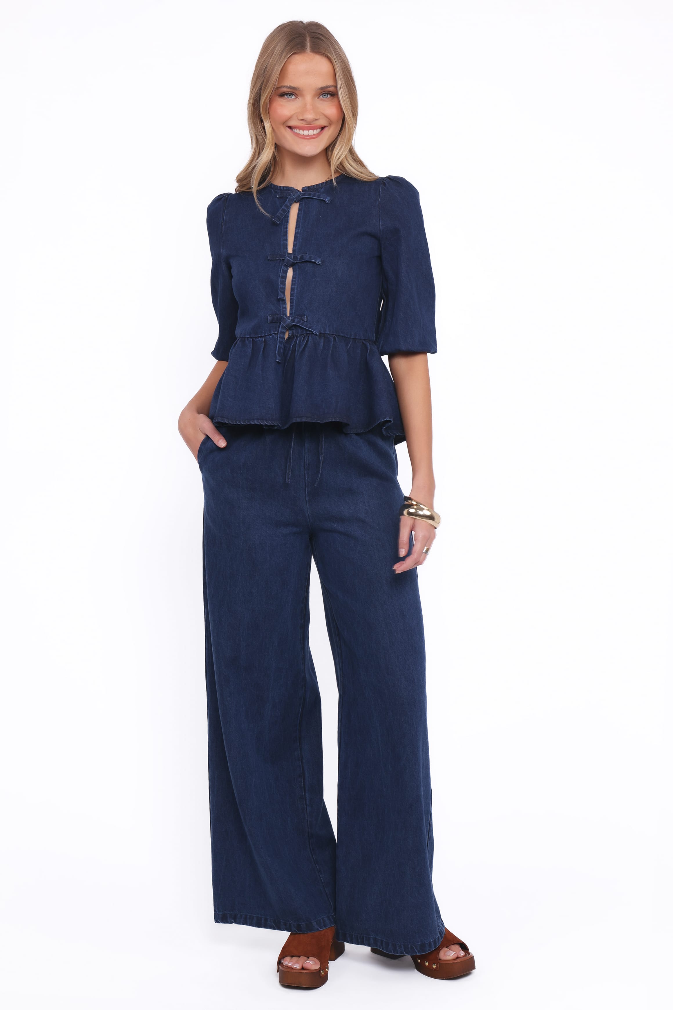 BOTTOMS Declan Chambray Pant - Mid Dark