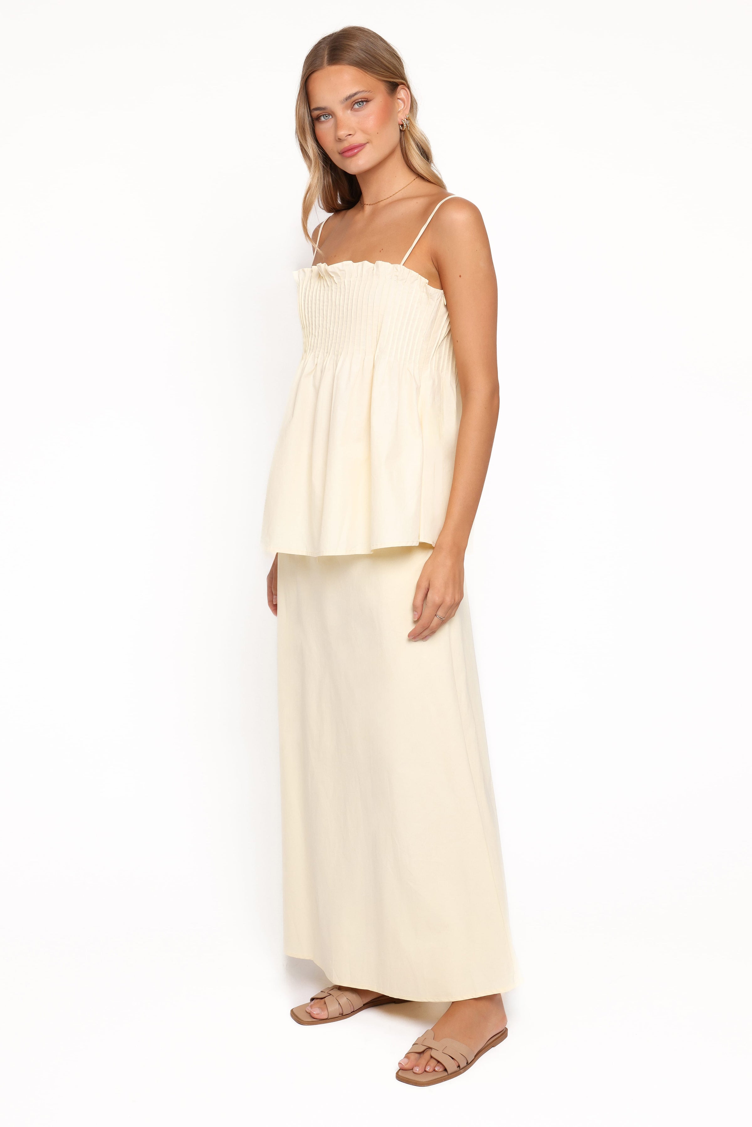 BOTTOMS Elena Cotton Maxi Skirt - Butter Yellow