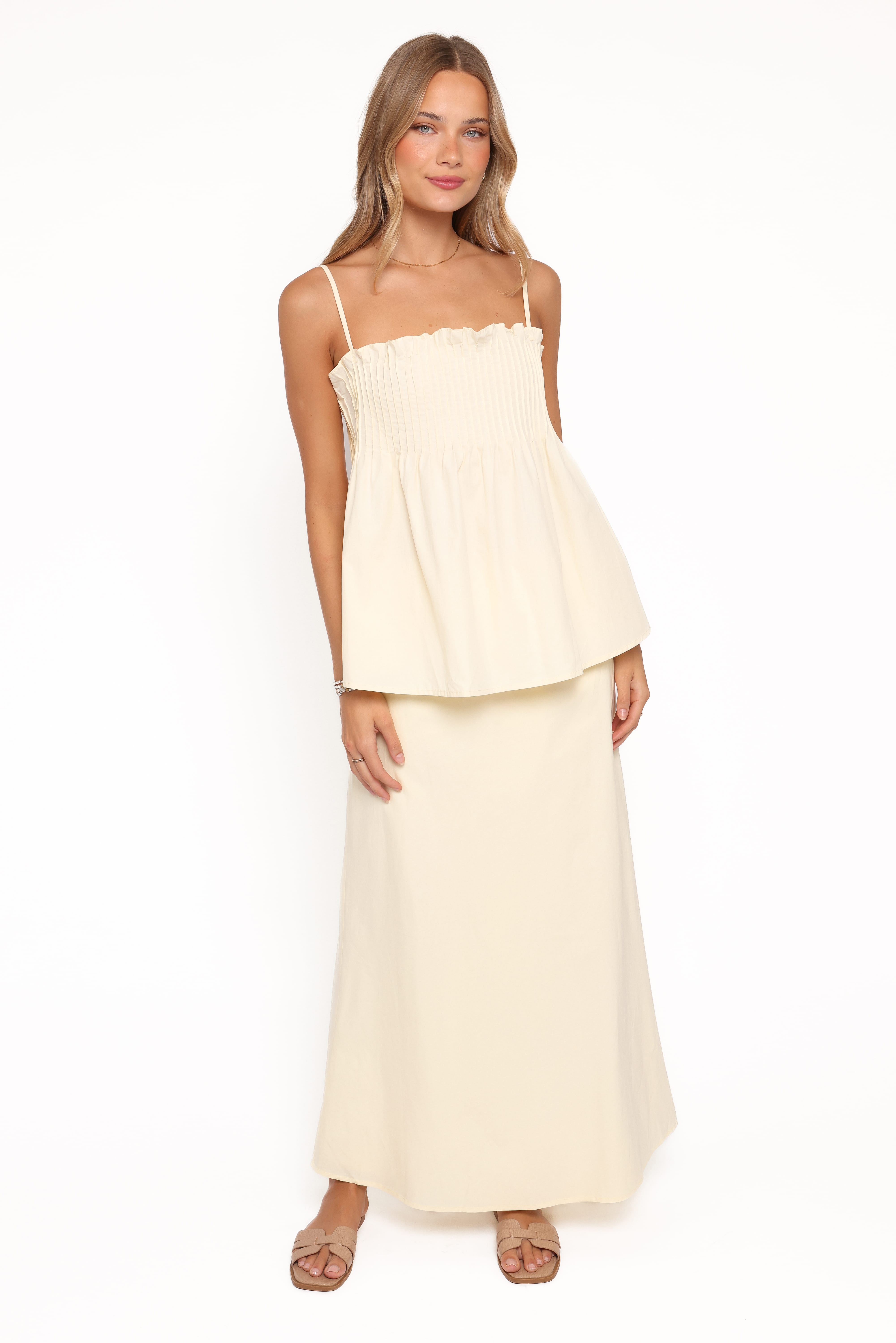 BOTTOMS Elena Cotton Maxi Skirt - Butter Yellow