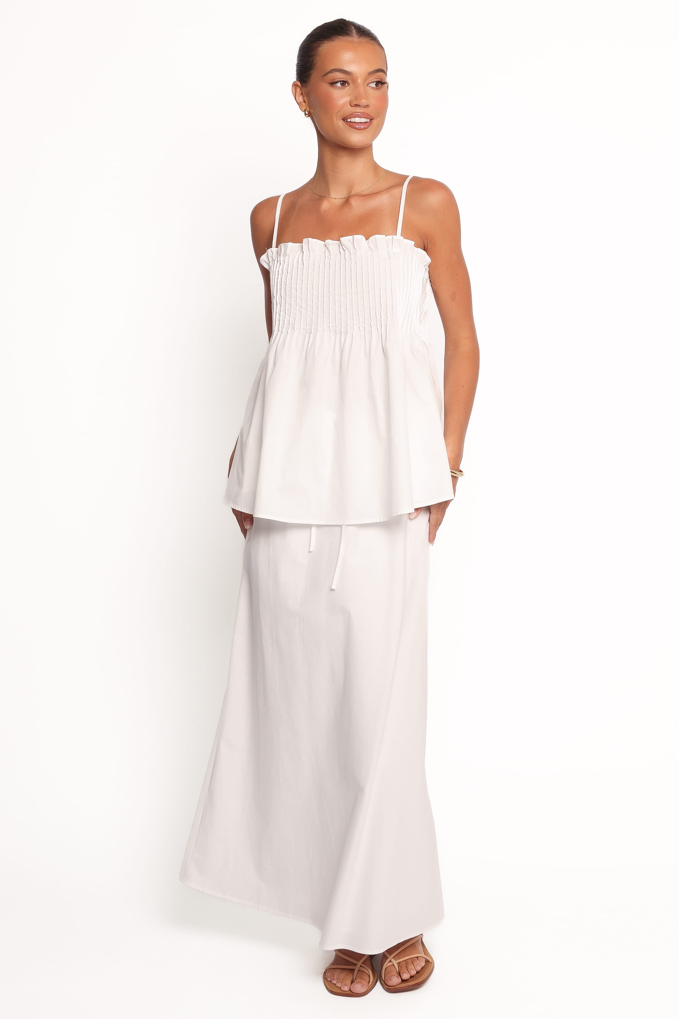 BOTTOMS Elena Cotton Maxi Skirt - White
