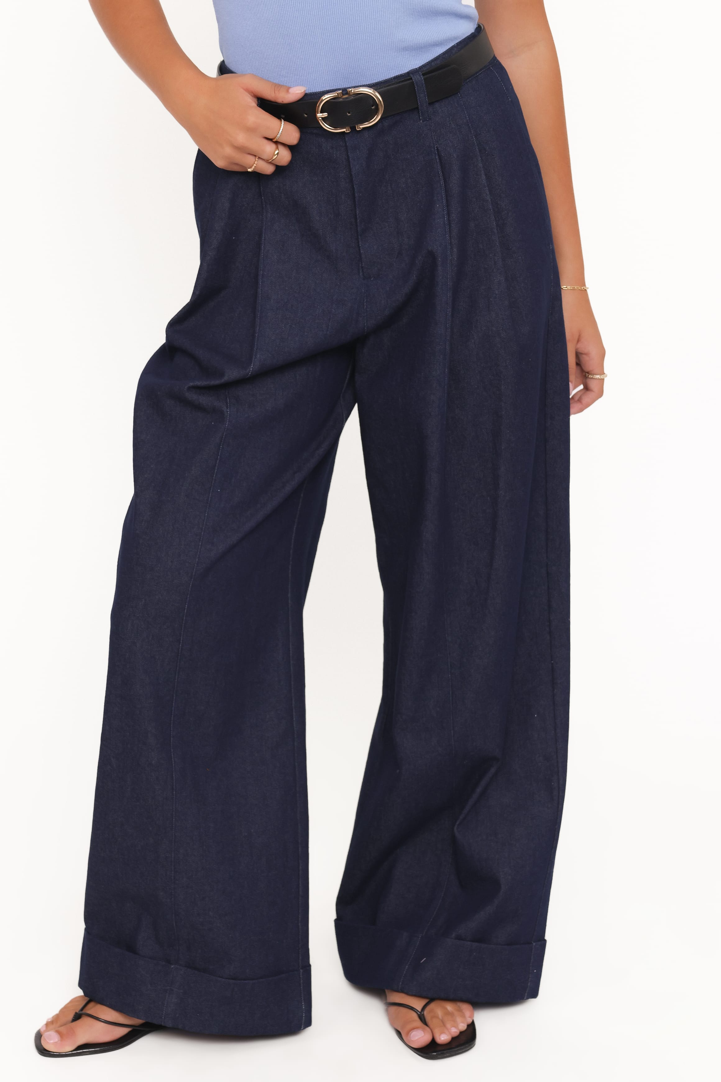 BOTTOMS Elinor Cuffed Denim Pant - Dark Wash