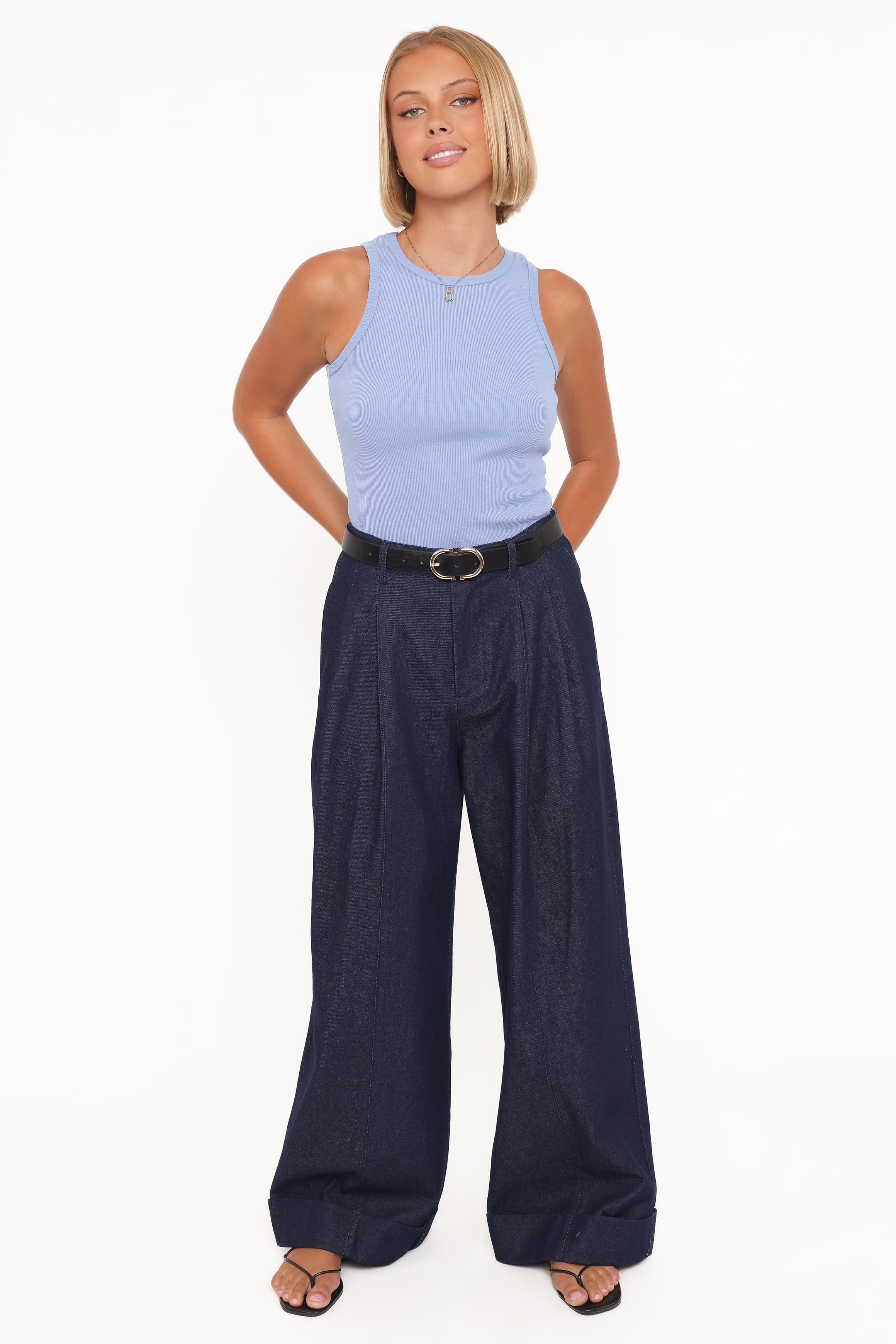 BOTTOMS Elinor Cuffed Denim Pant - Dark Wash