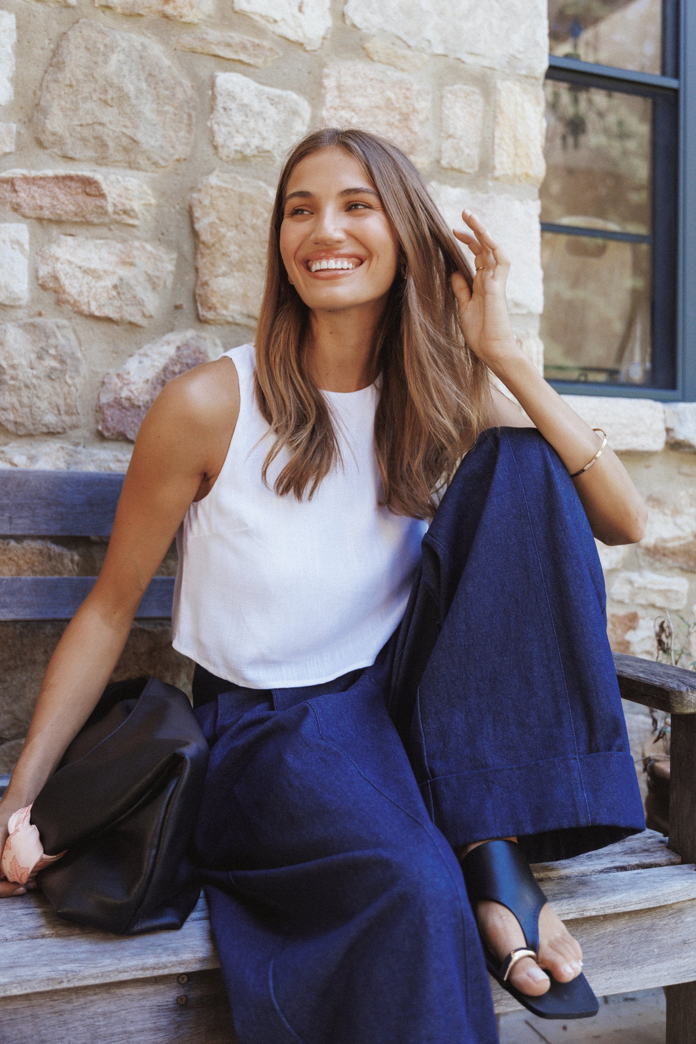 BOTTOMS Elinor Cuffed Denim Pant - Dark Wash