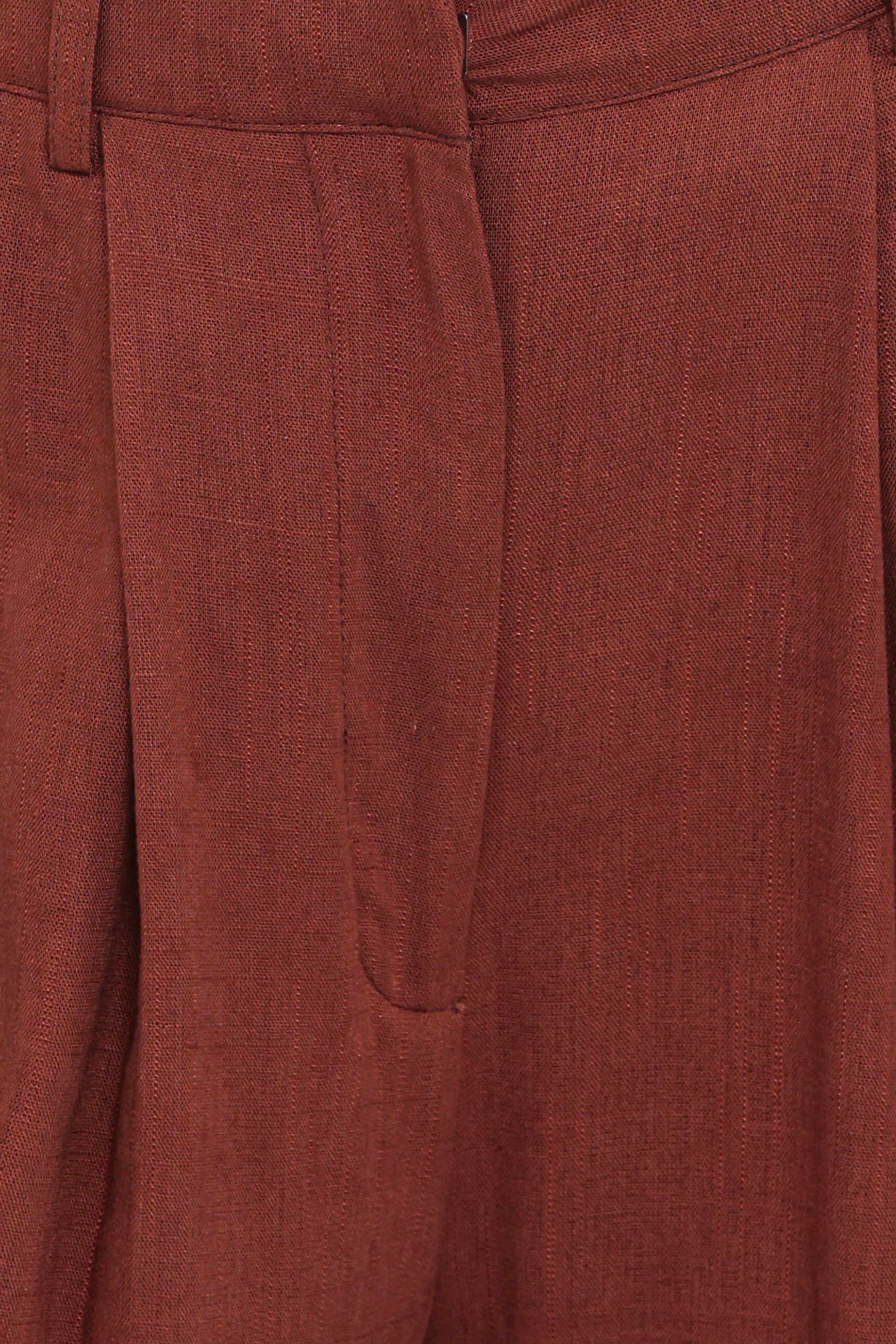 BOTTOMS Elinor Cuffed Linen Pant - Brown