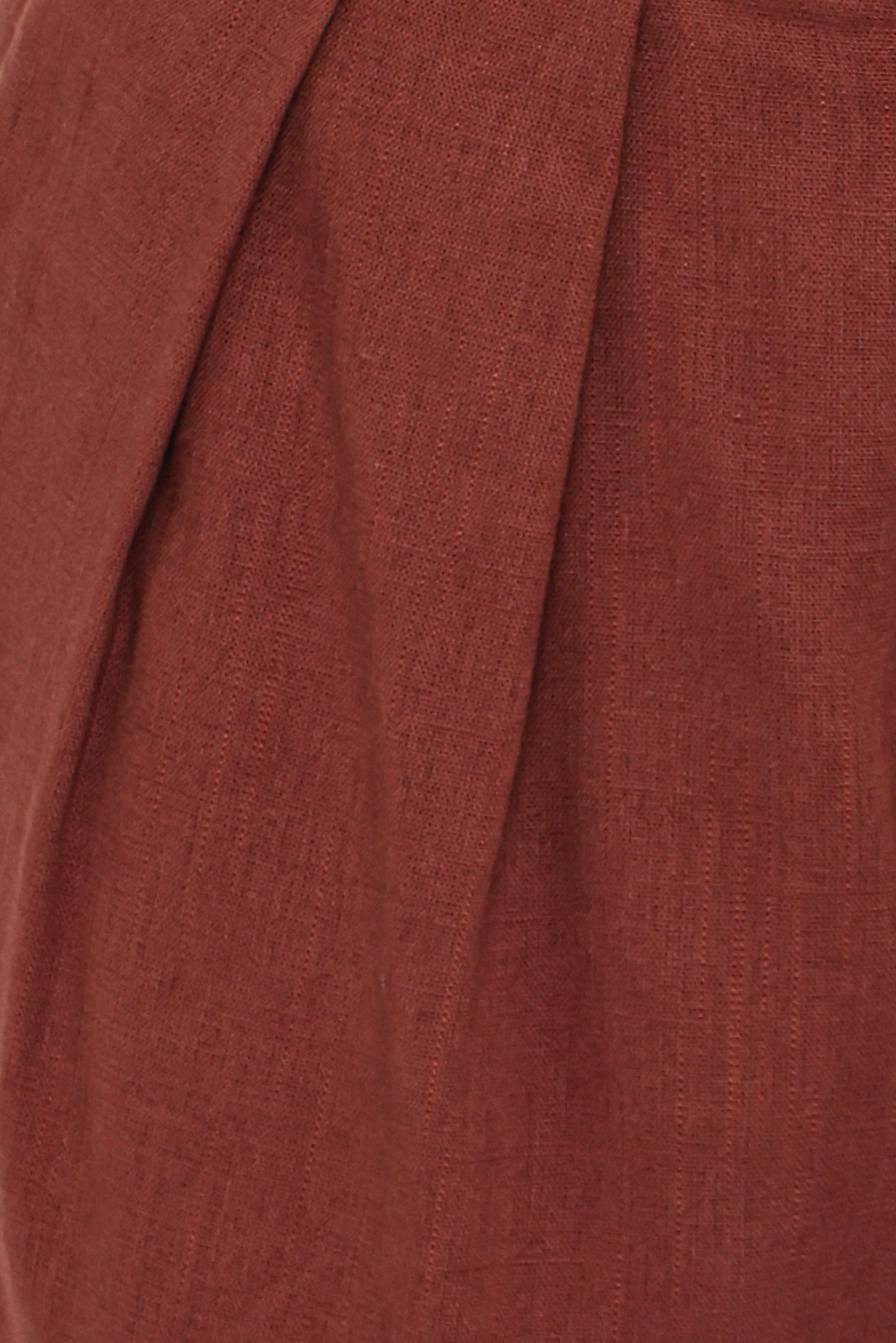 BOTTOMS Elinor Cuffed Linen Short - Brown