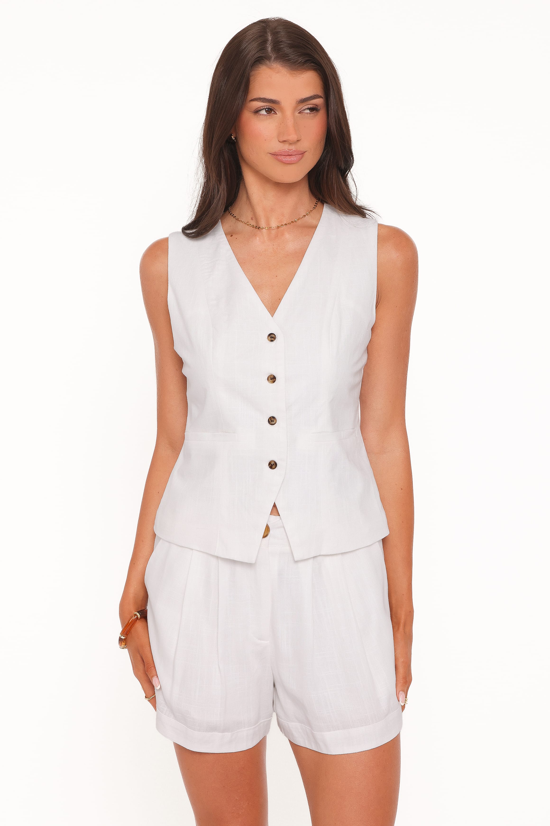 BOTTOMS Elinor Cuffed Linen Short - Cream