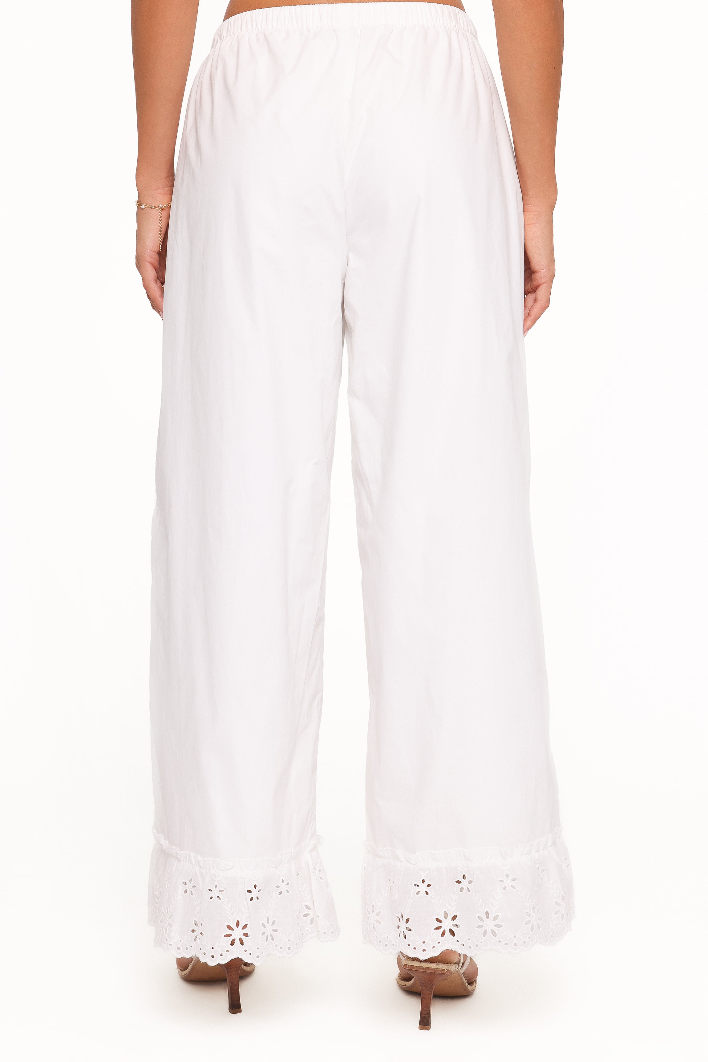 BOTTOMS Eliska Frill Hem Pant - White