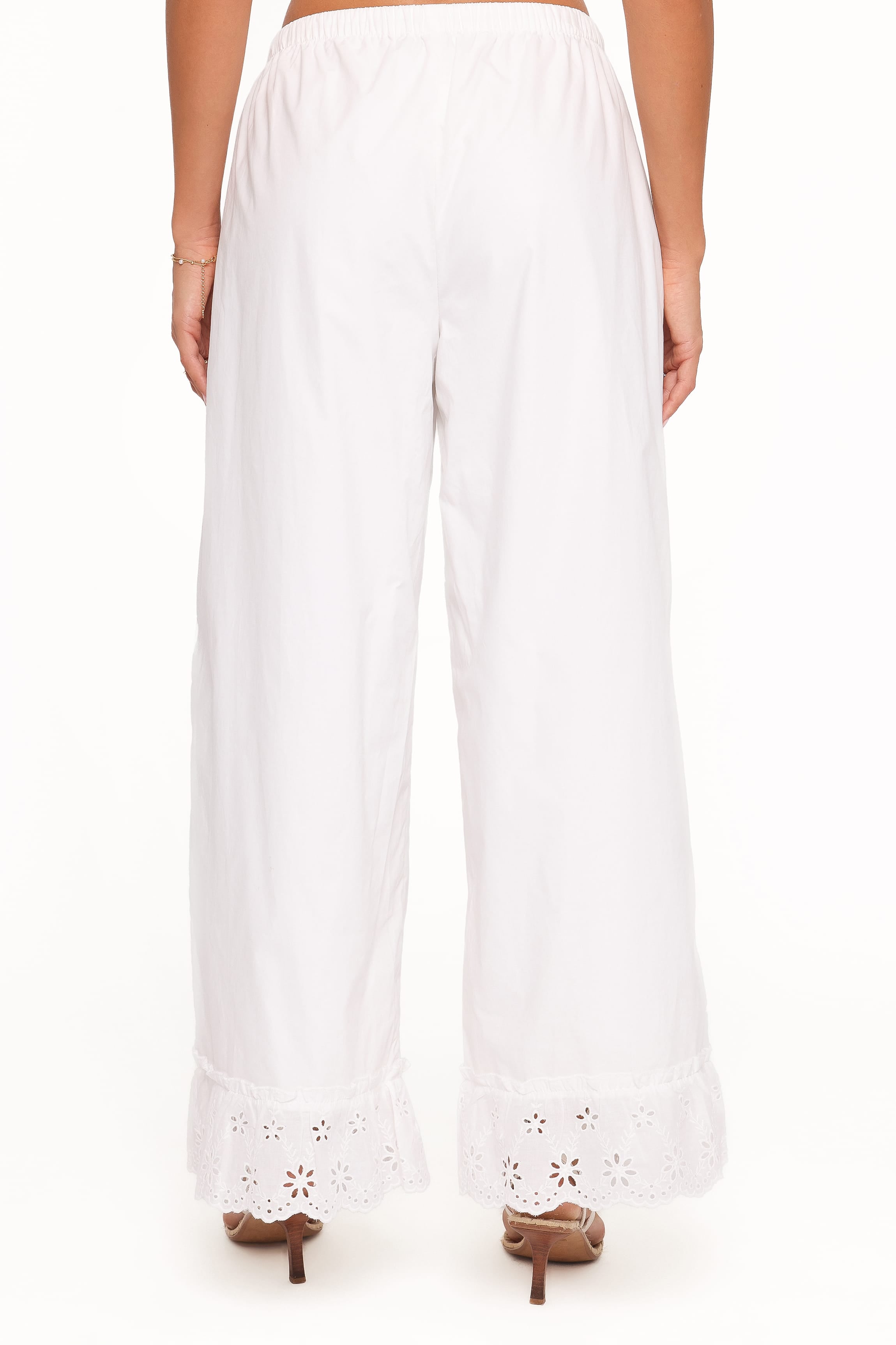 BOTTOMS Eliska Frill Hem Pant - White