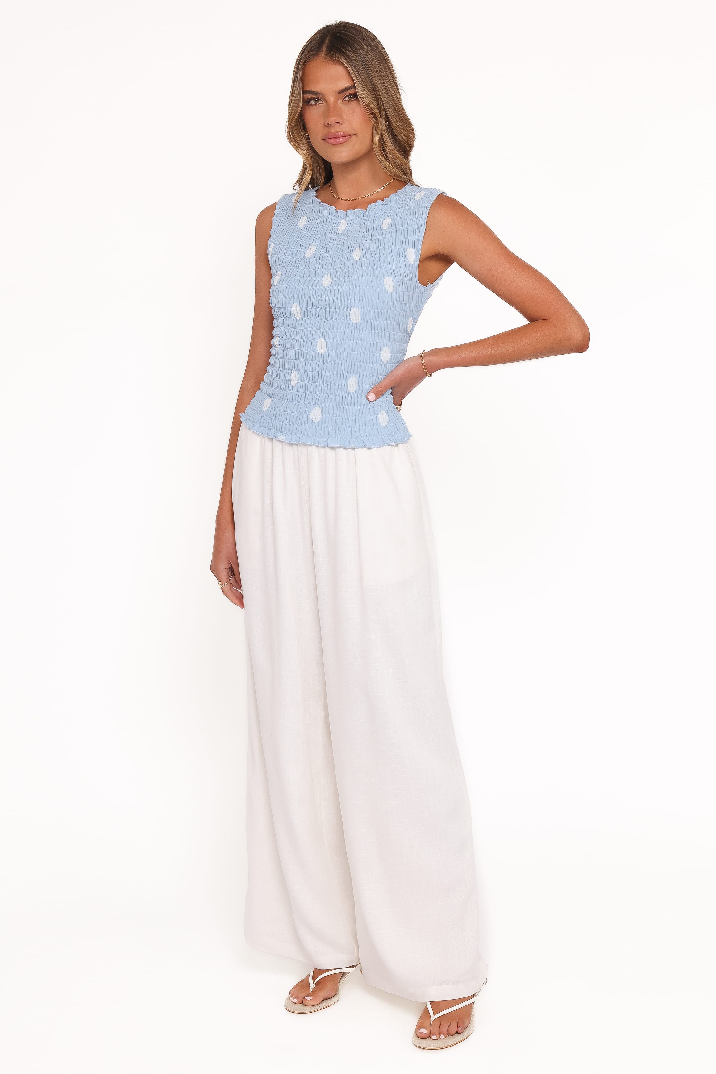 BOTTOMS Elowen Wide Leg Pants - White