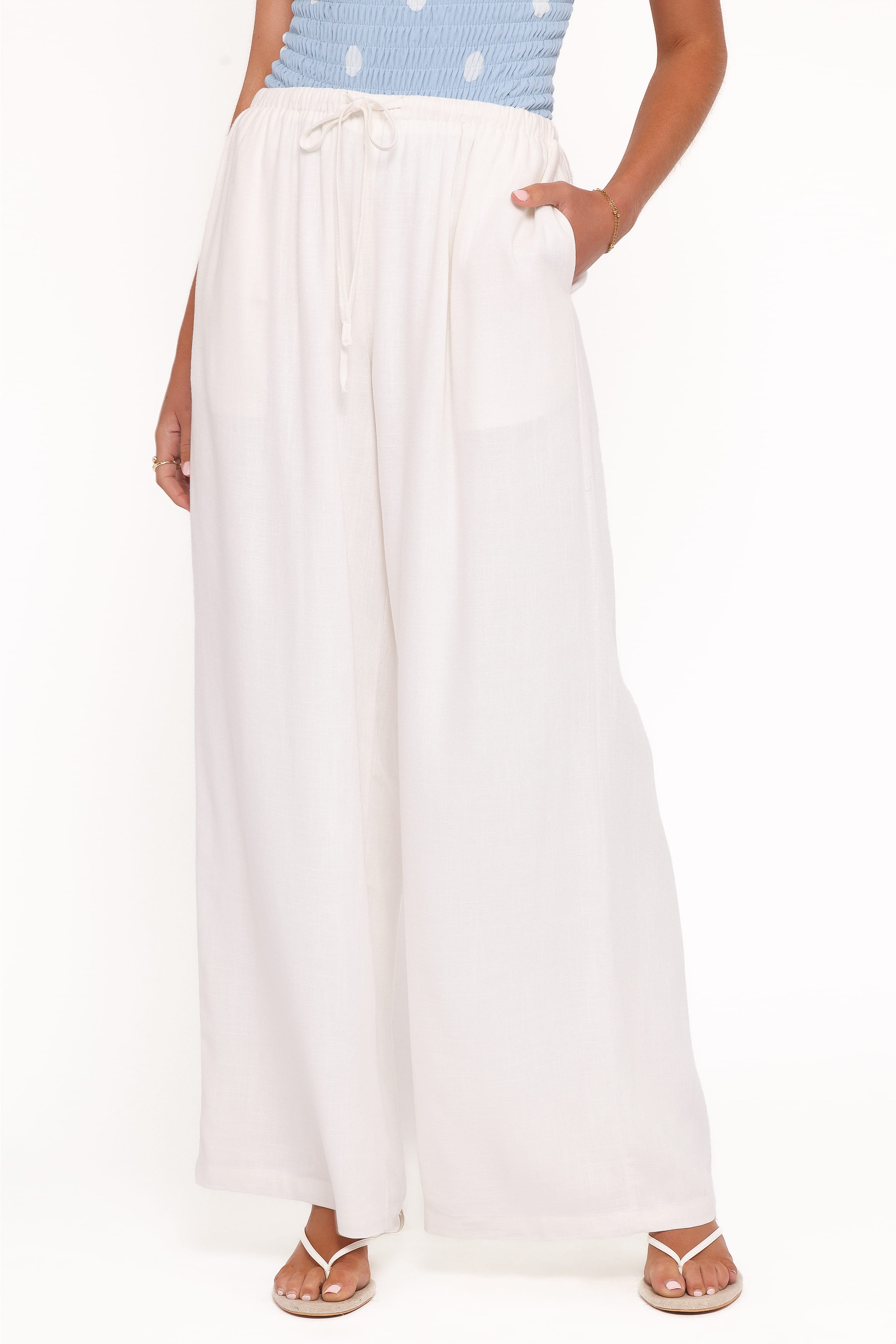 BOTTOMS Elowen Wide Leg Pants - White