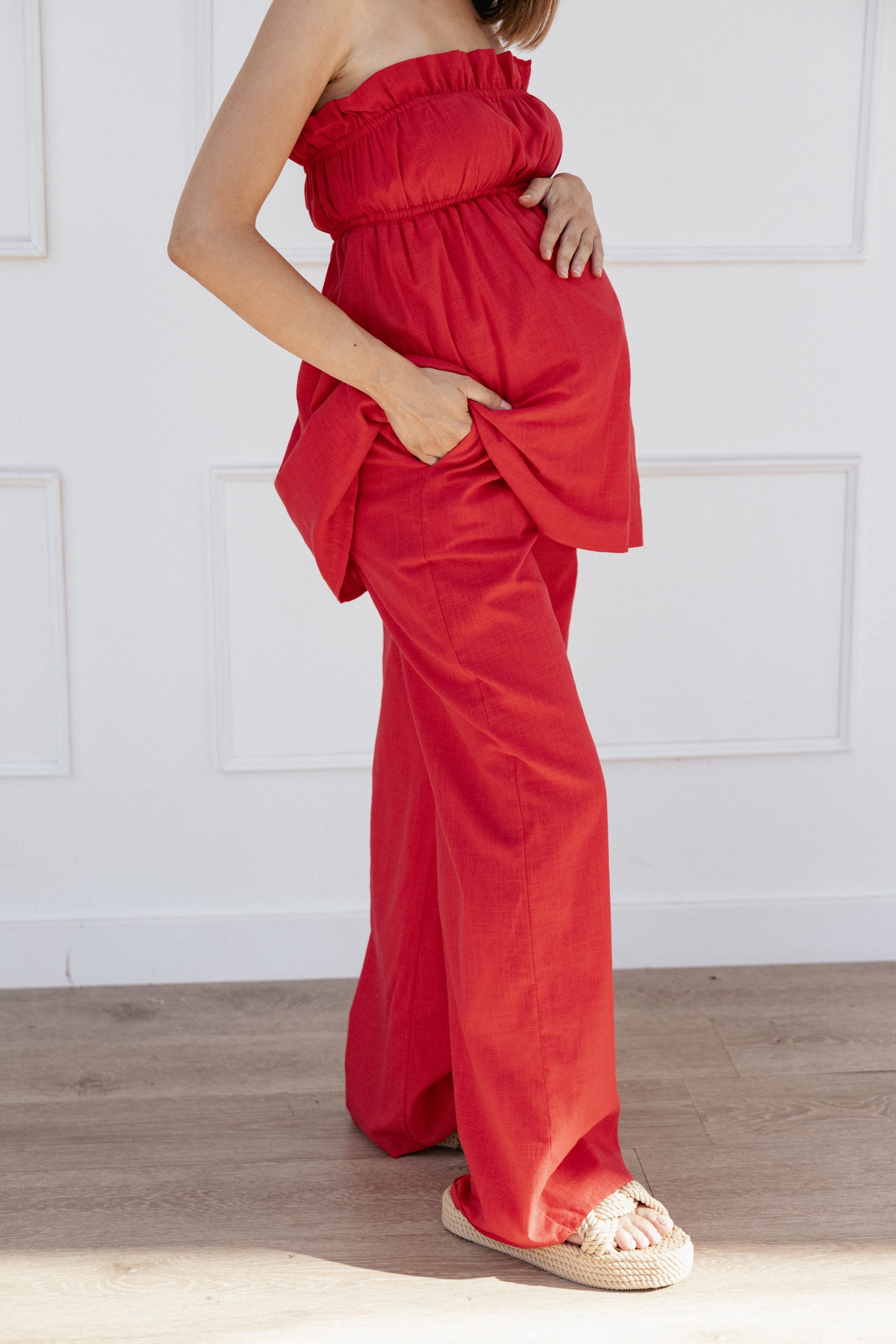 BOTTOMS Ember Cotton Pants - Red