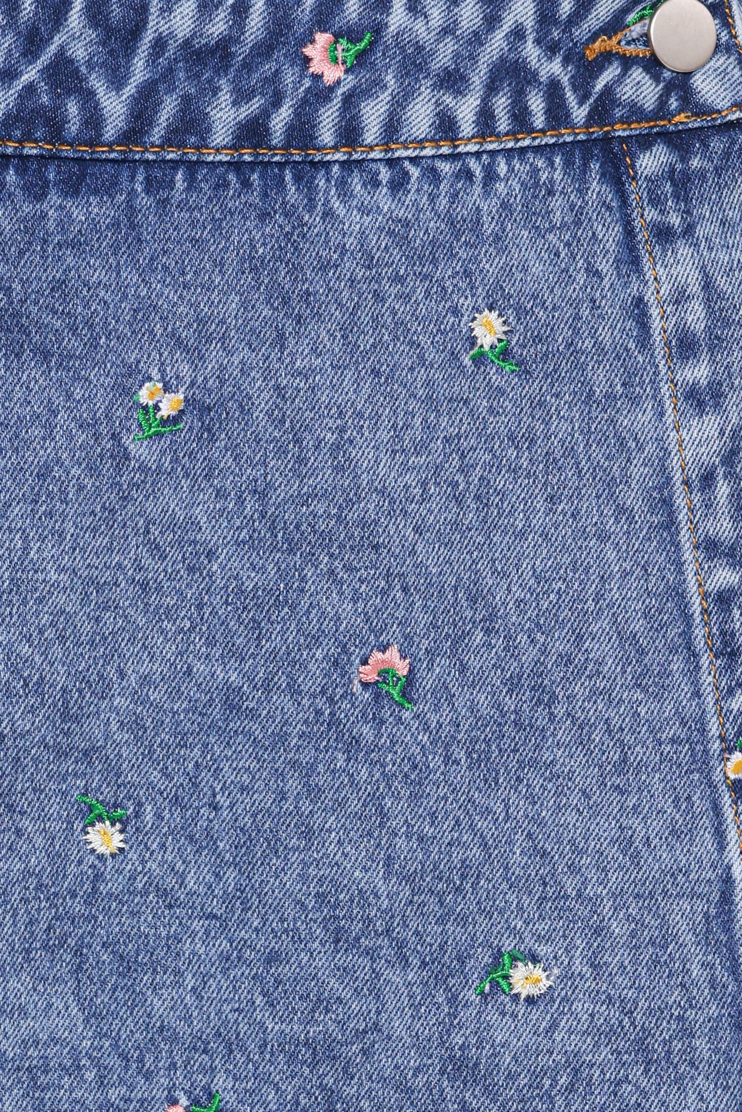 BOTTOMS Evanna Denim Skort - Embroidery Medium Wash