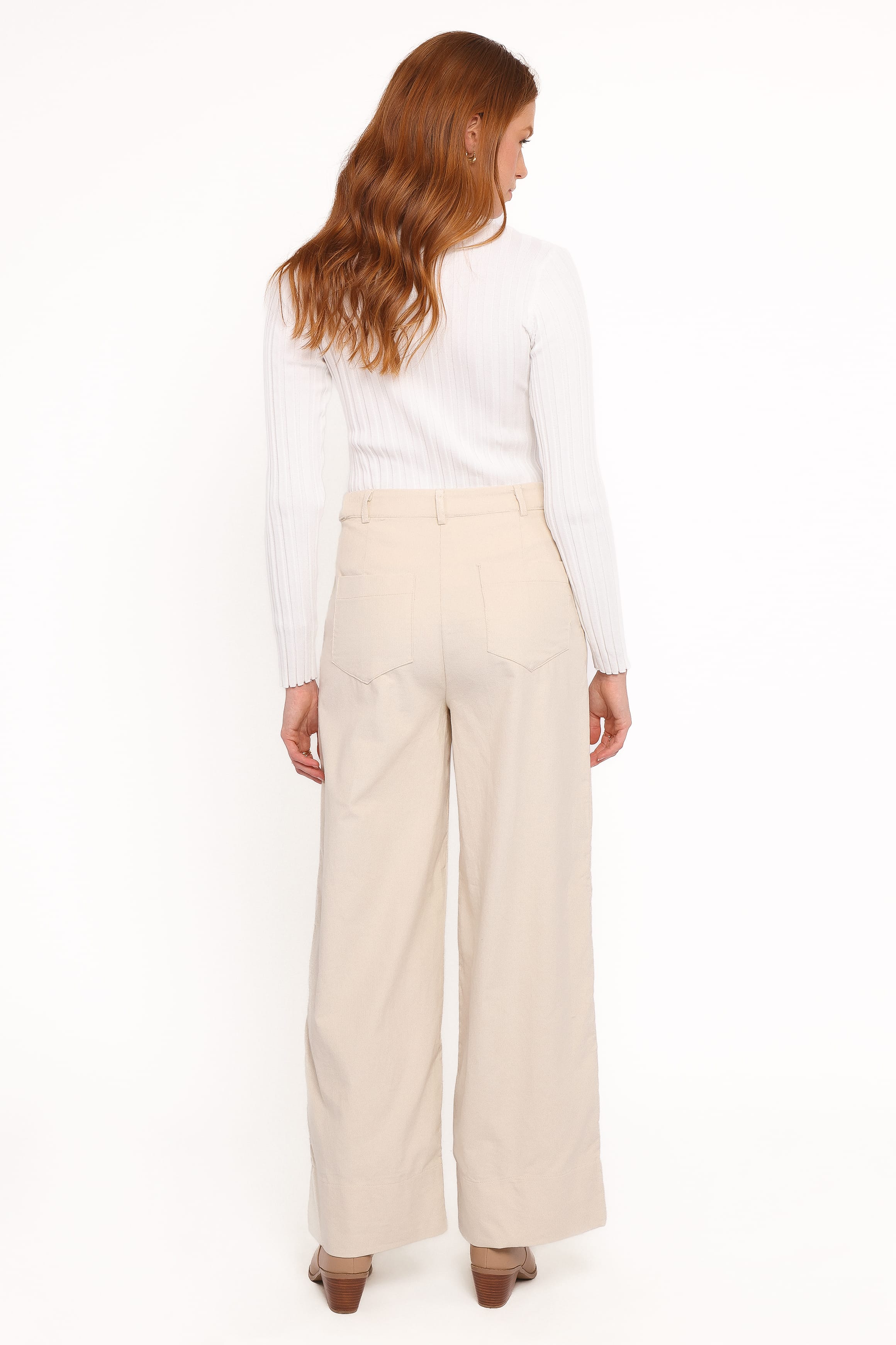 BOTTOMS Faelan Wide Leg Cord Pants - Beige