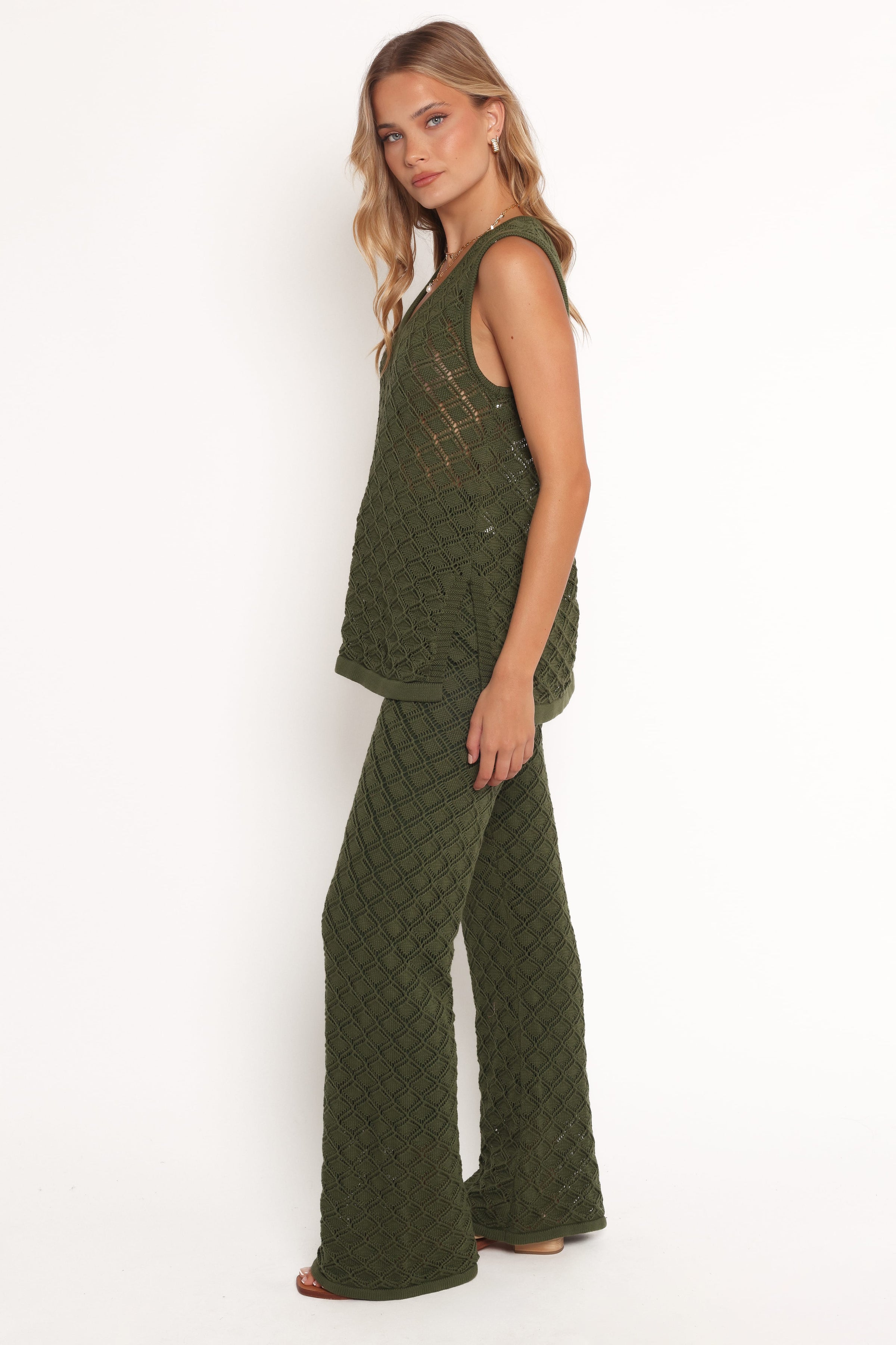 BOTTOMS Fefe Textured Knit Pants - Olive