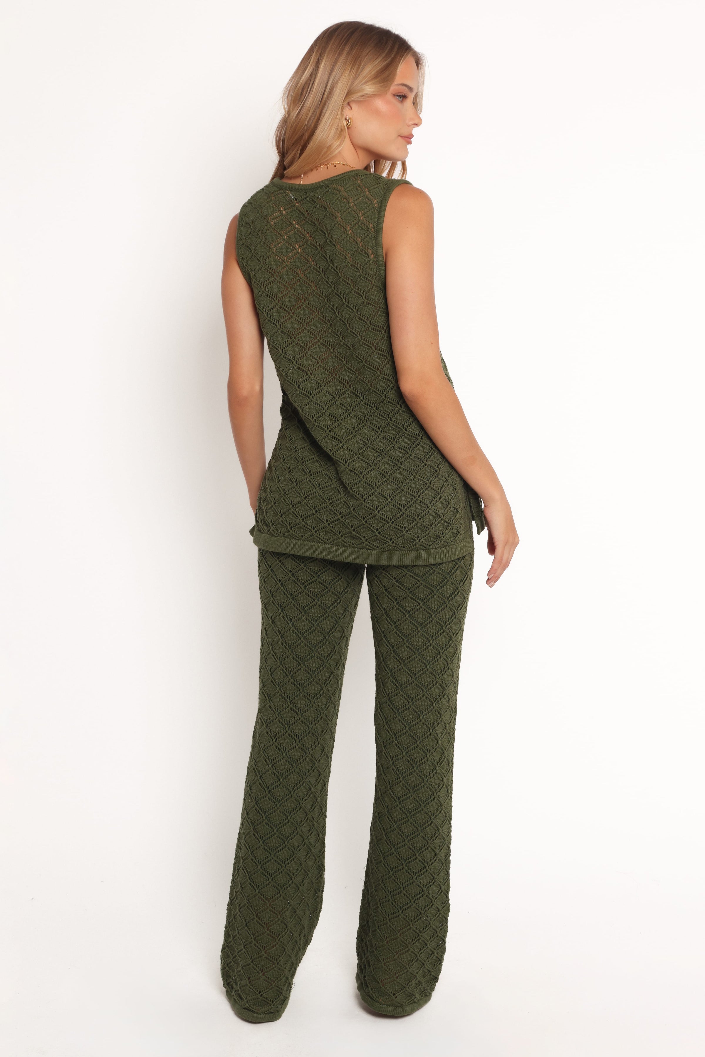 BOTTOMS Fefe Textured Knit Pants - Olive