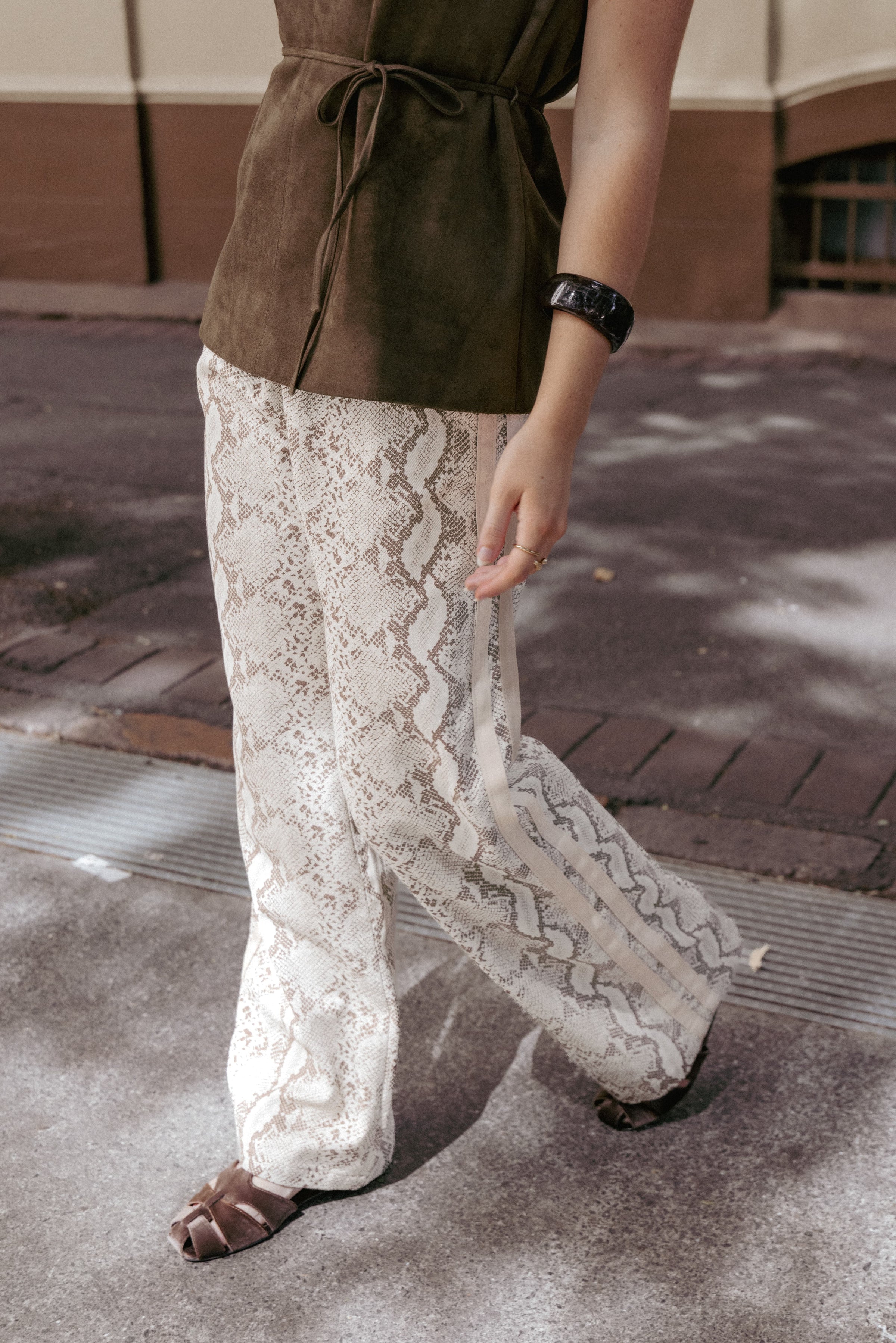 BOTTOMS Fletcher Denim Racer Pants - Snake Print