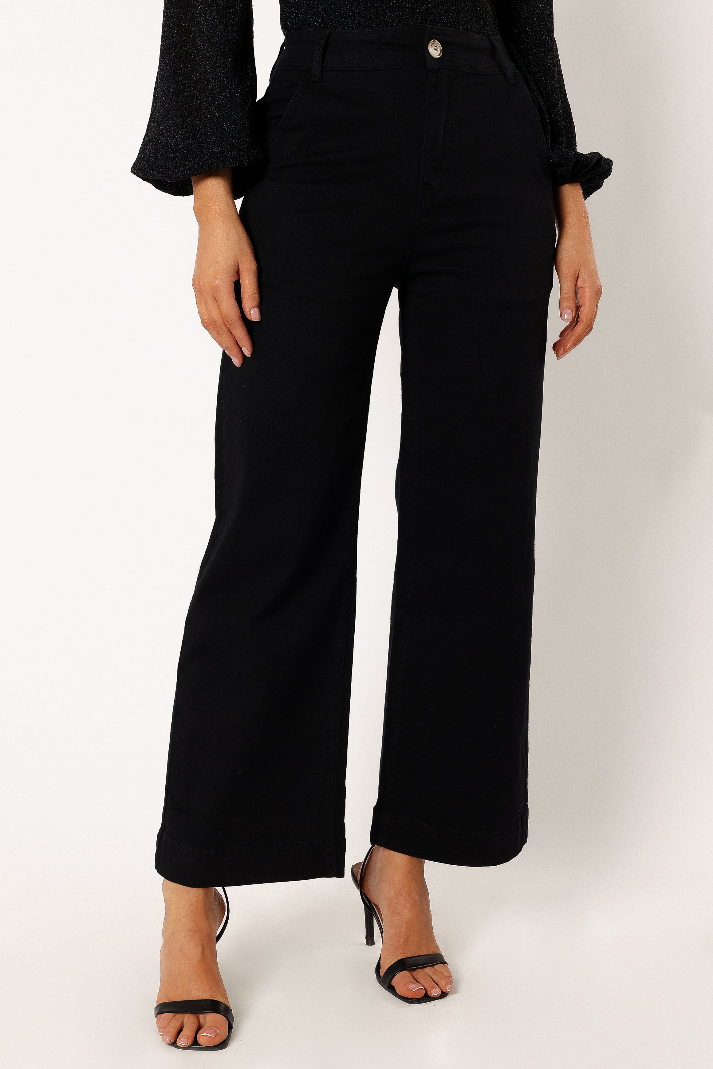 BOTTOMS @Georgia Wide Leg Pant - Black