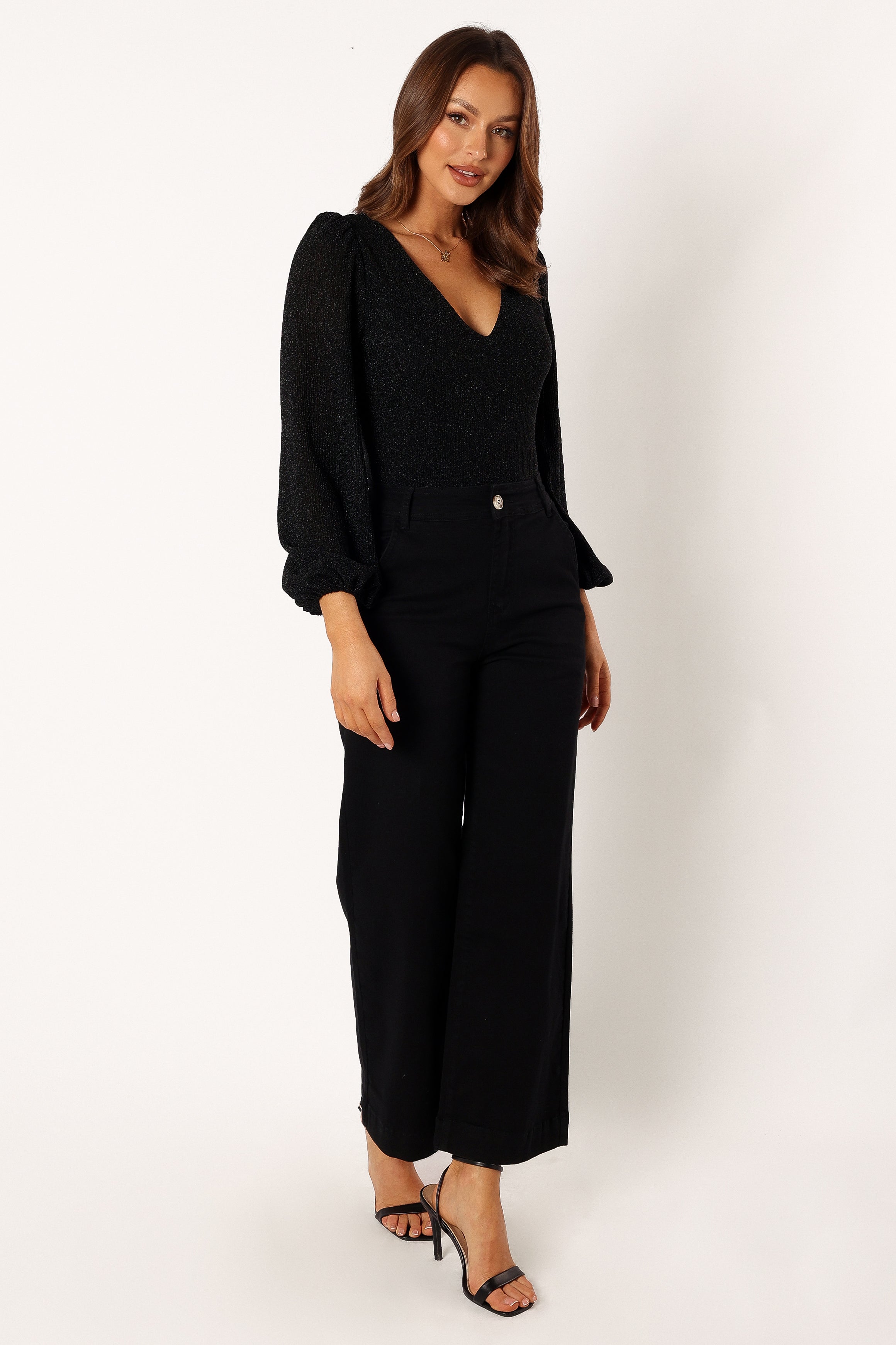 BOTTOMS @Georgia Wide Leg Pant - Black