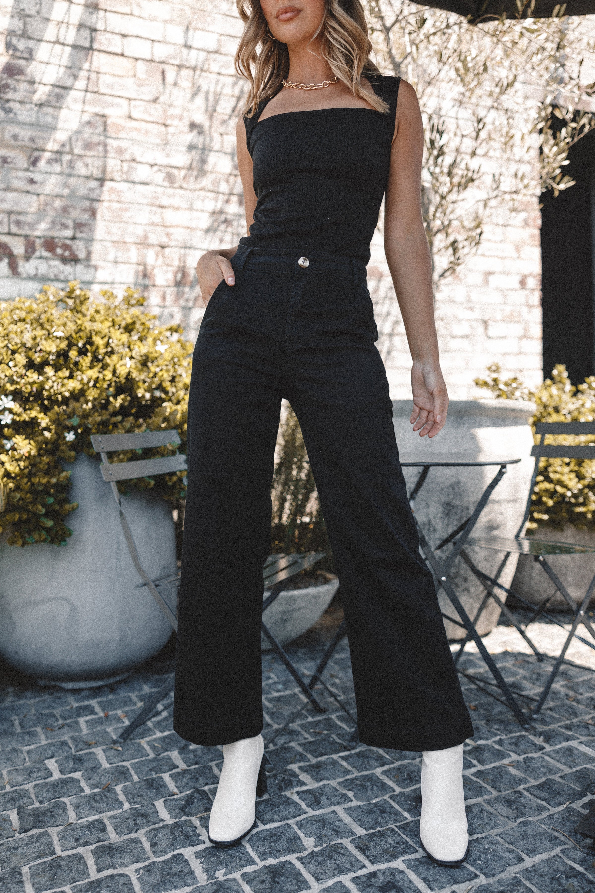 BOTTOMS Georgia Wide Leg Pant - Black