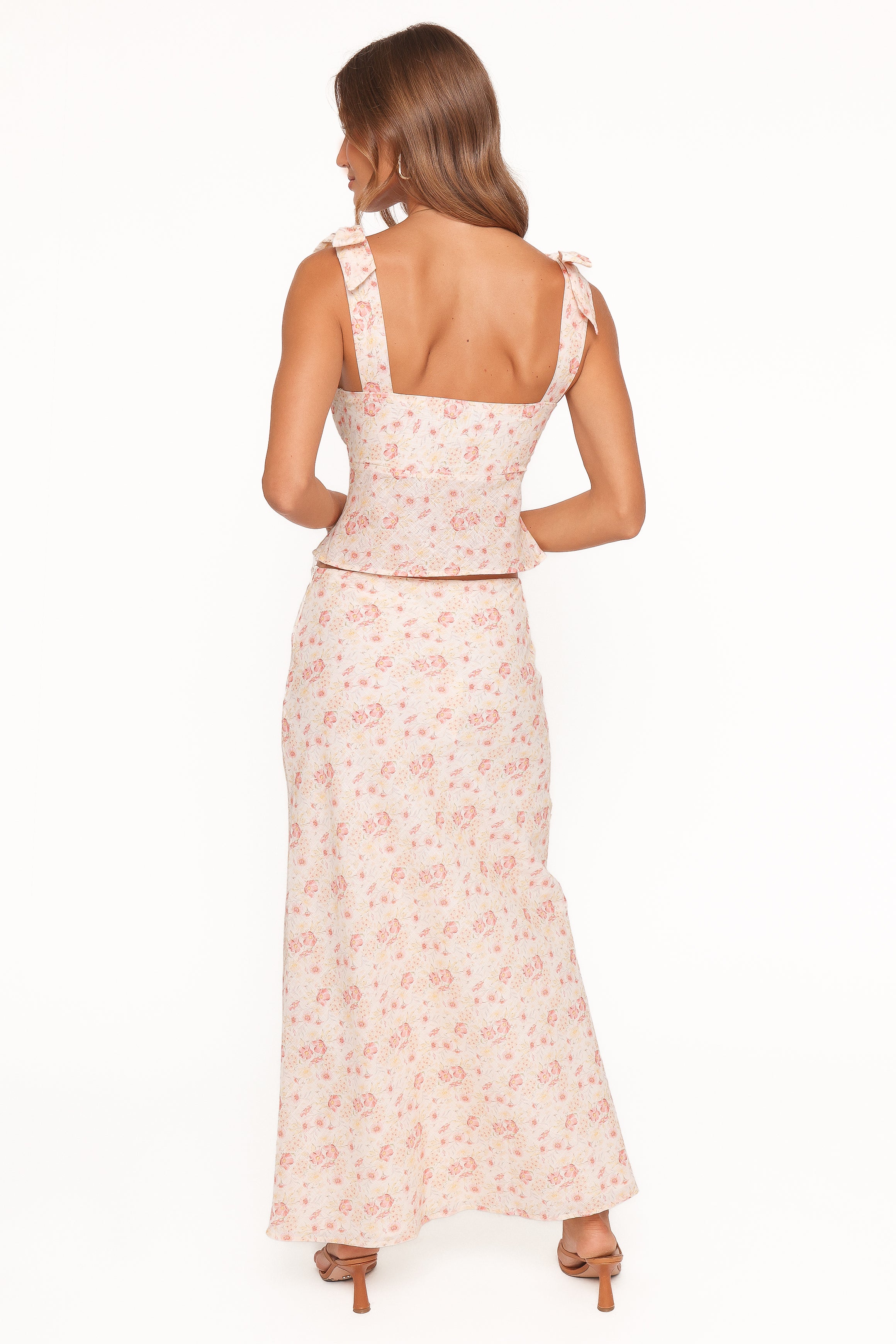 BOTTOMS Giarda Maxi Skirt - Peach Ditsy Floral