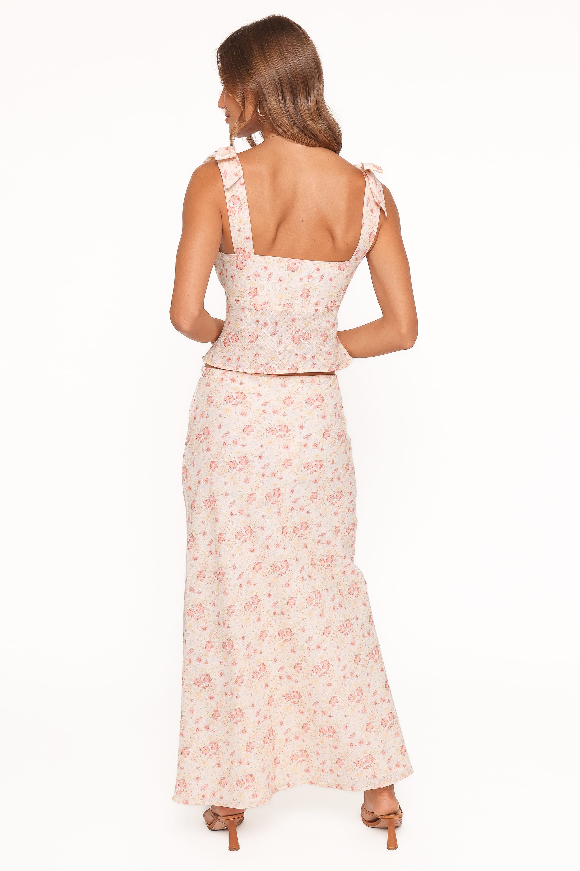 BOTTOMS Giarda Maxi Skirt - Peach Ditsy Floral