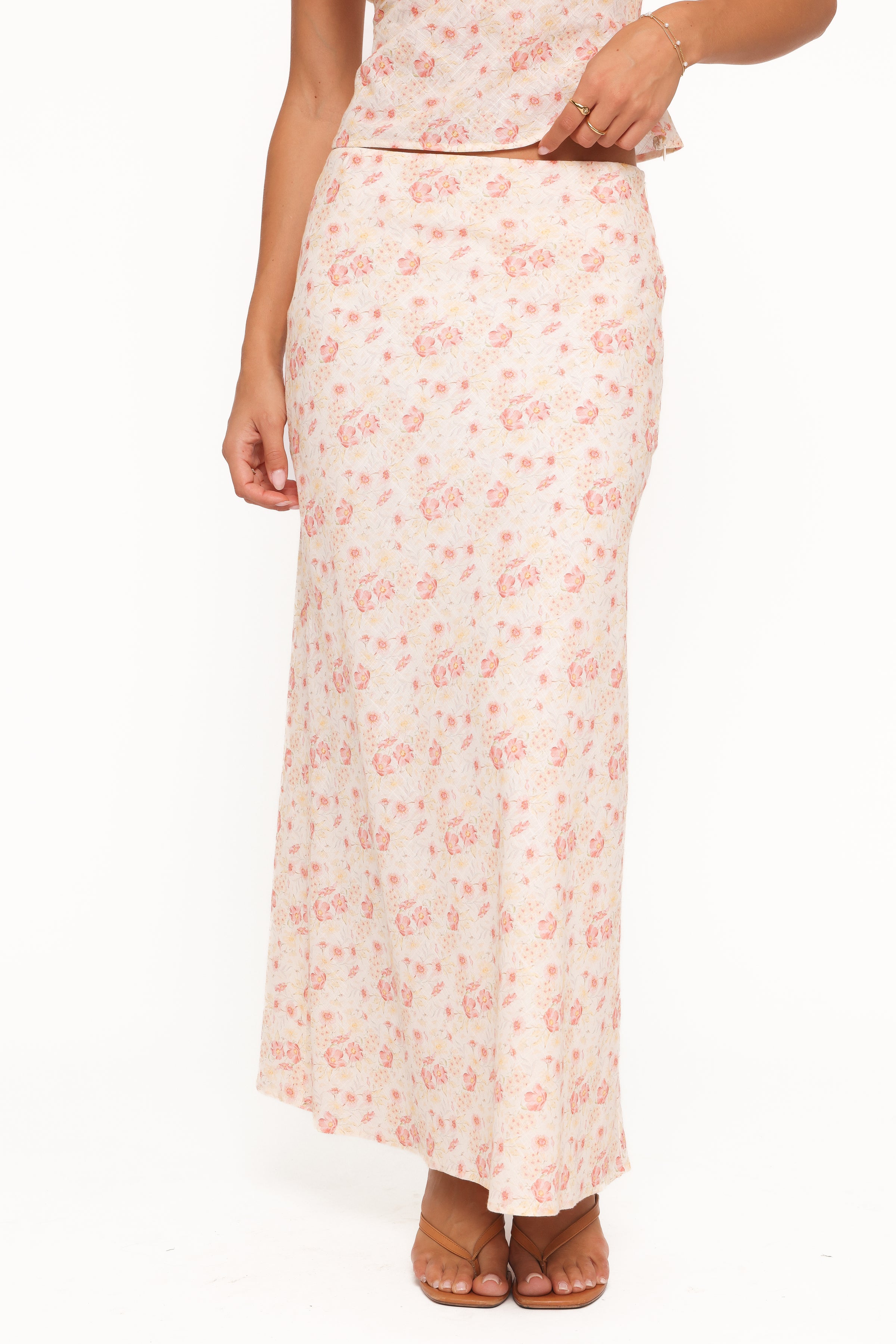 BOTTOMS Giarda Maxi Skirt - Peach Ditsy Floral