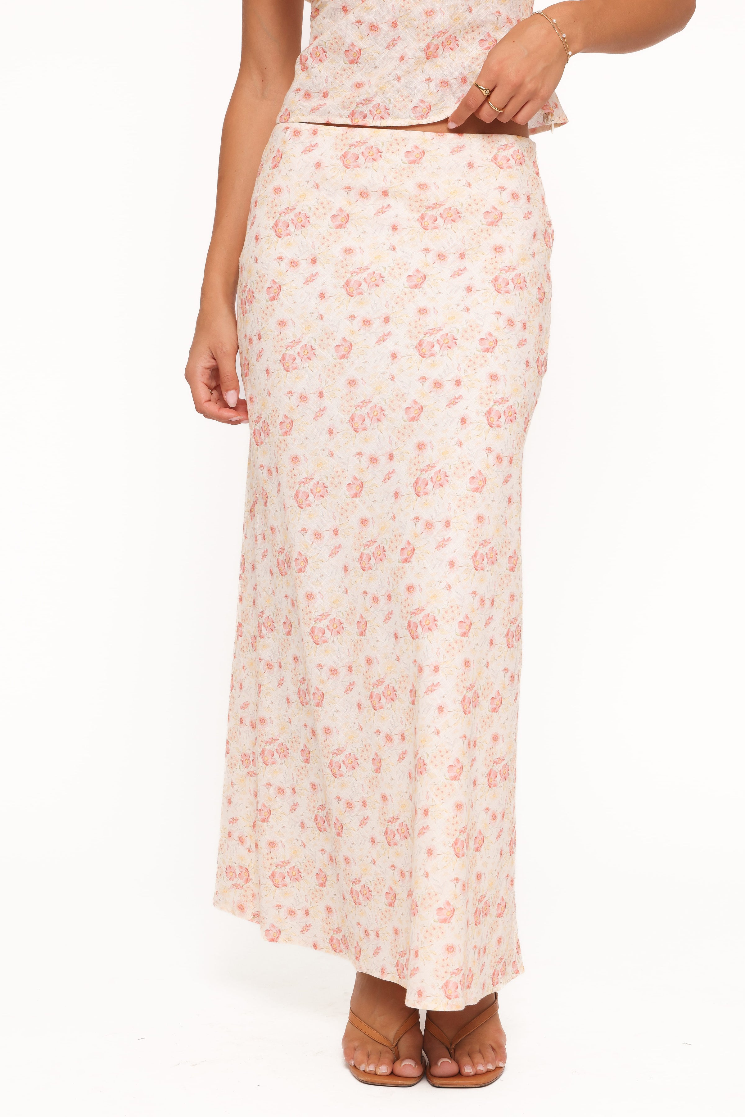 BOTTOMS Giarda Maxi Skirt - Peach Ditsy Floral