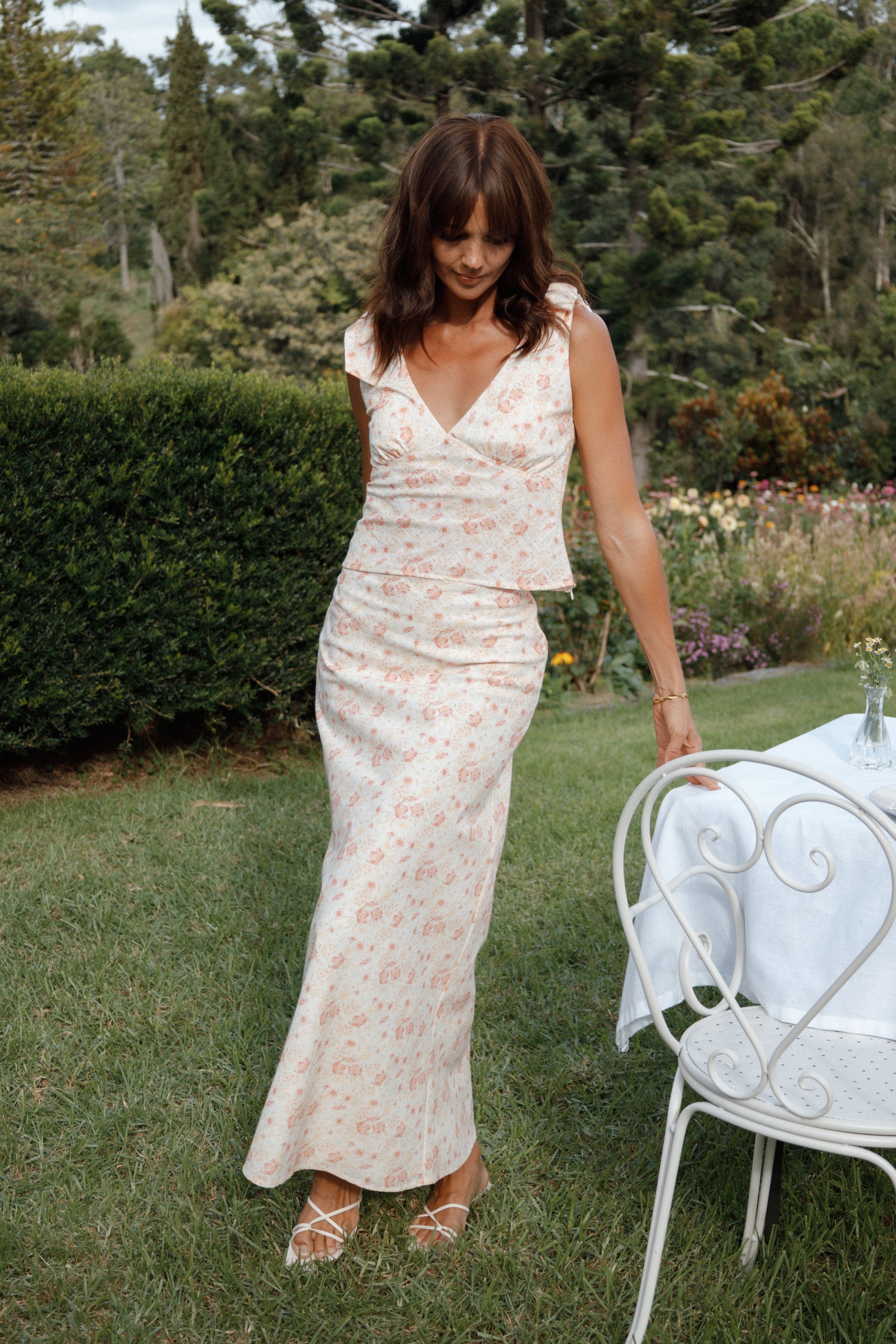 BOTTOMS Giarda Maxi Skirt - Peach Ditsy Floral