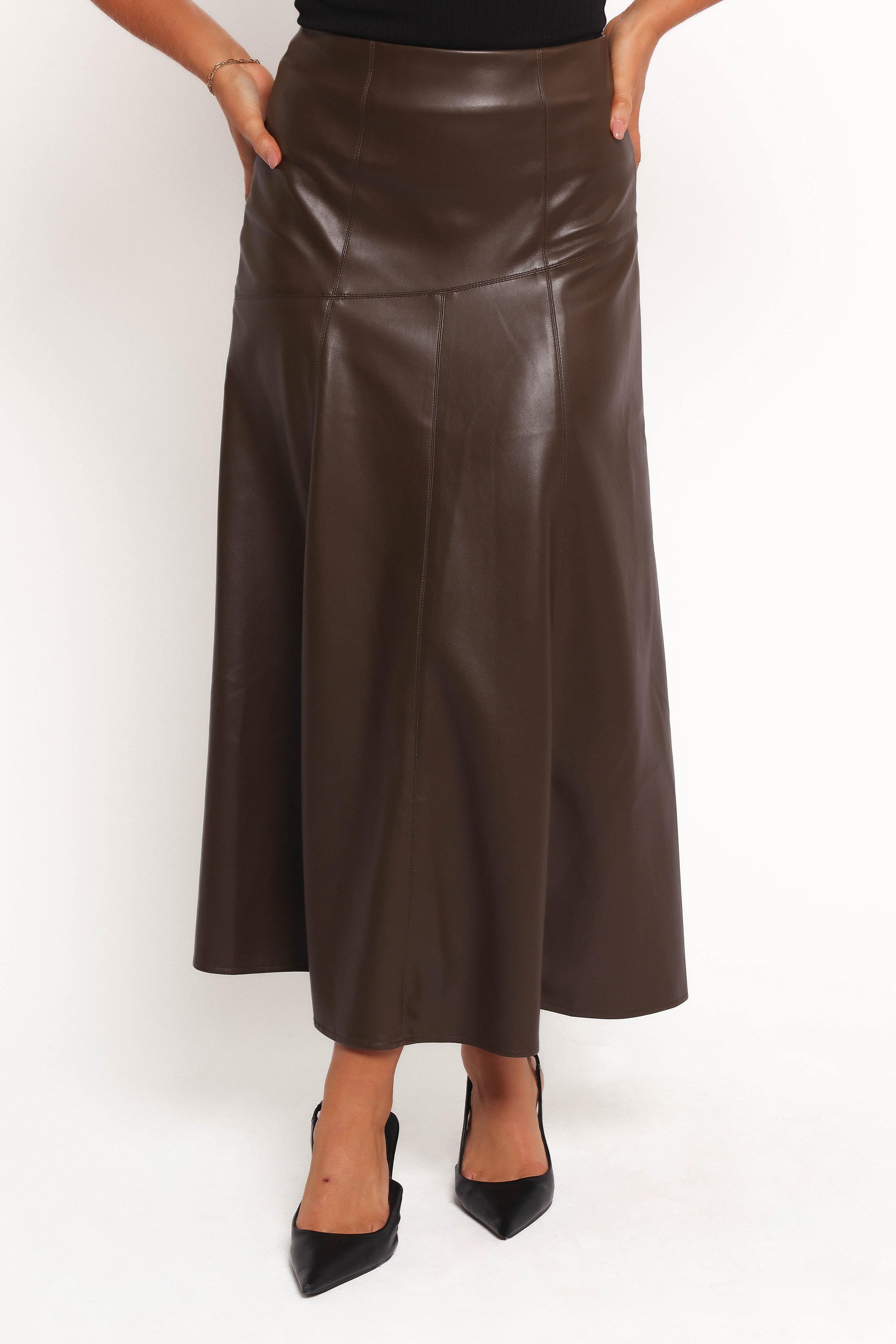 BOTTOMS Haelee Faux Leather Skirt - Brown