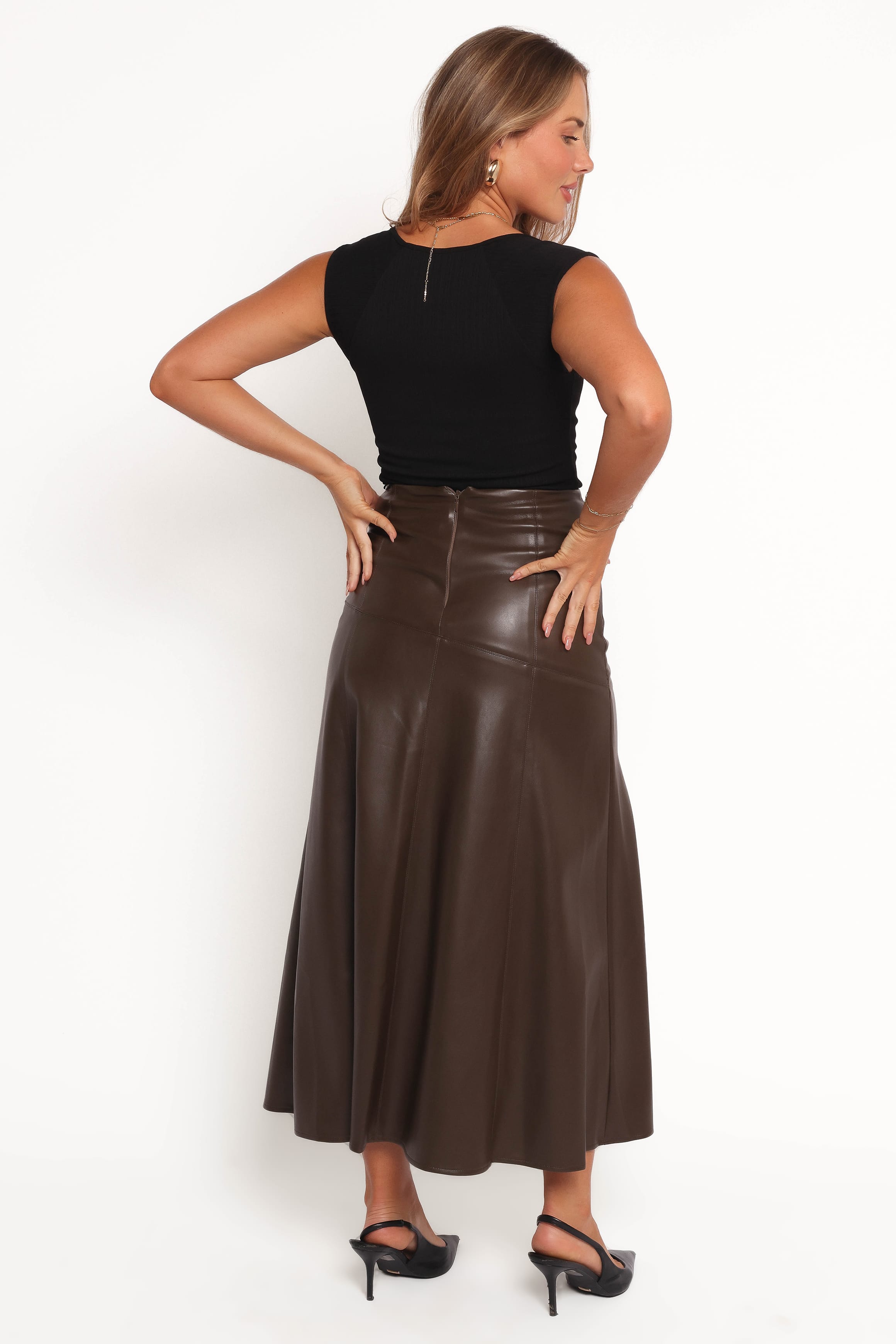 BOTTOMS Haelee Faux Leather Skirt - Brown