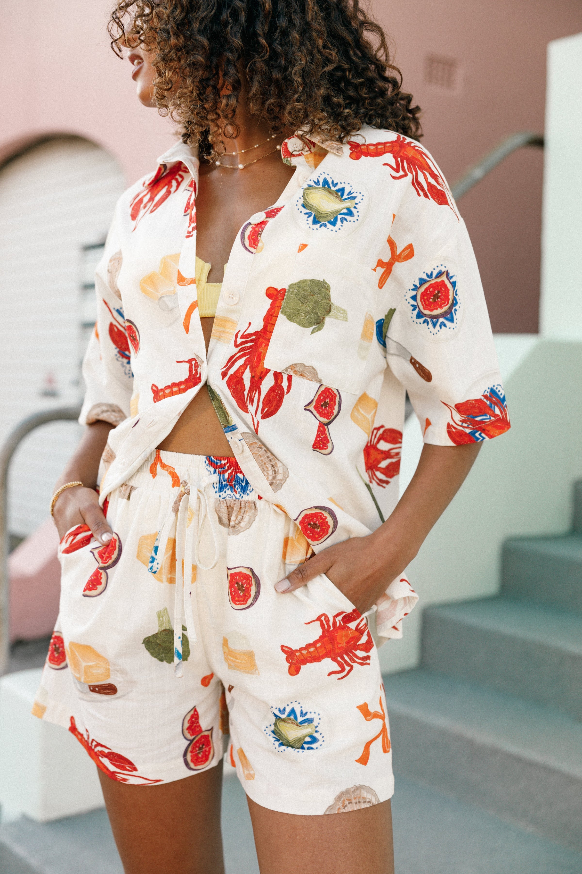 BOTTOMS @Hampton Short - Cream Multi (Hold for 4th July)