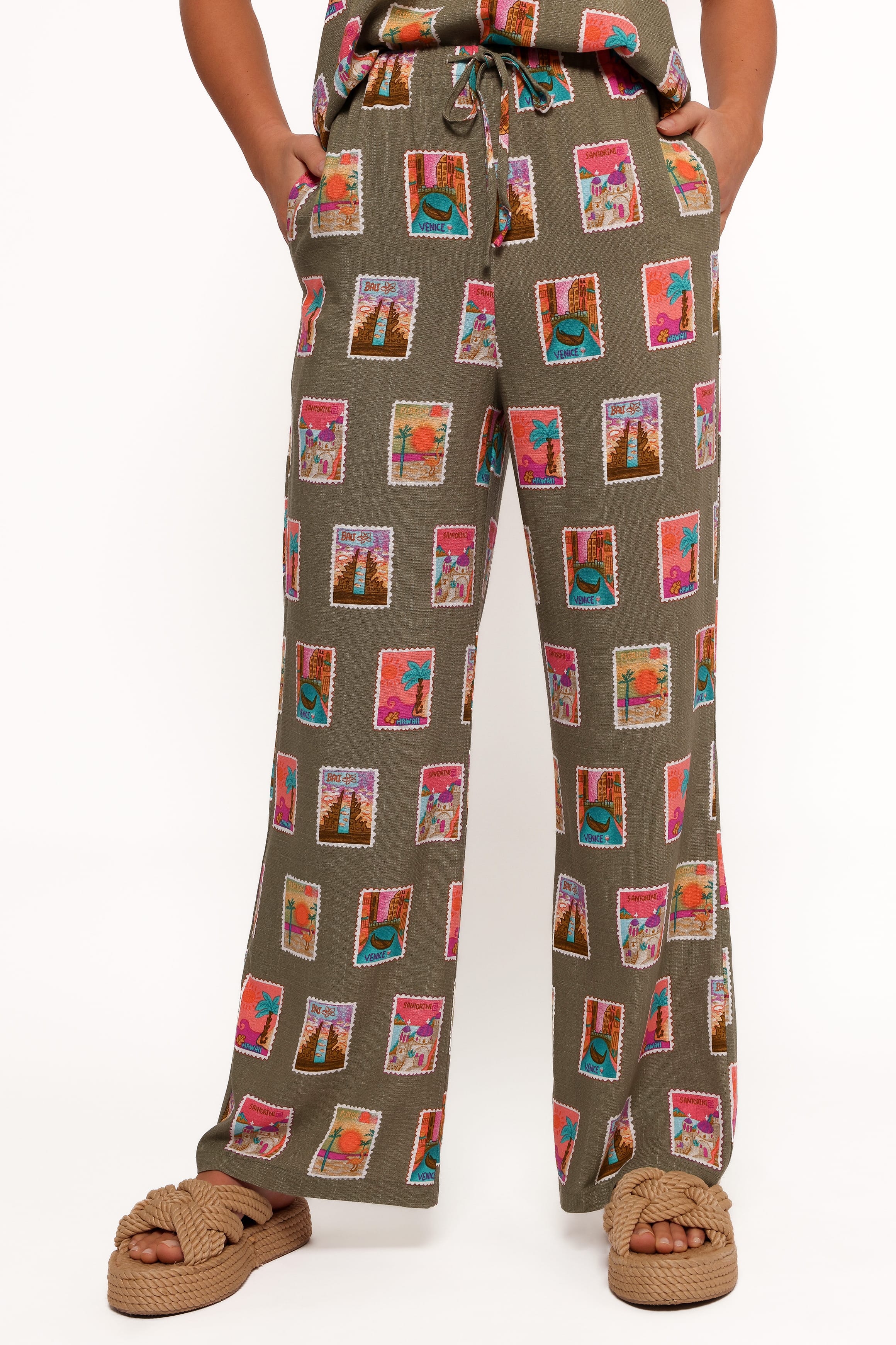 BOTTOMS Hana Pants - Olive Print