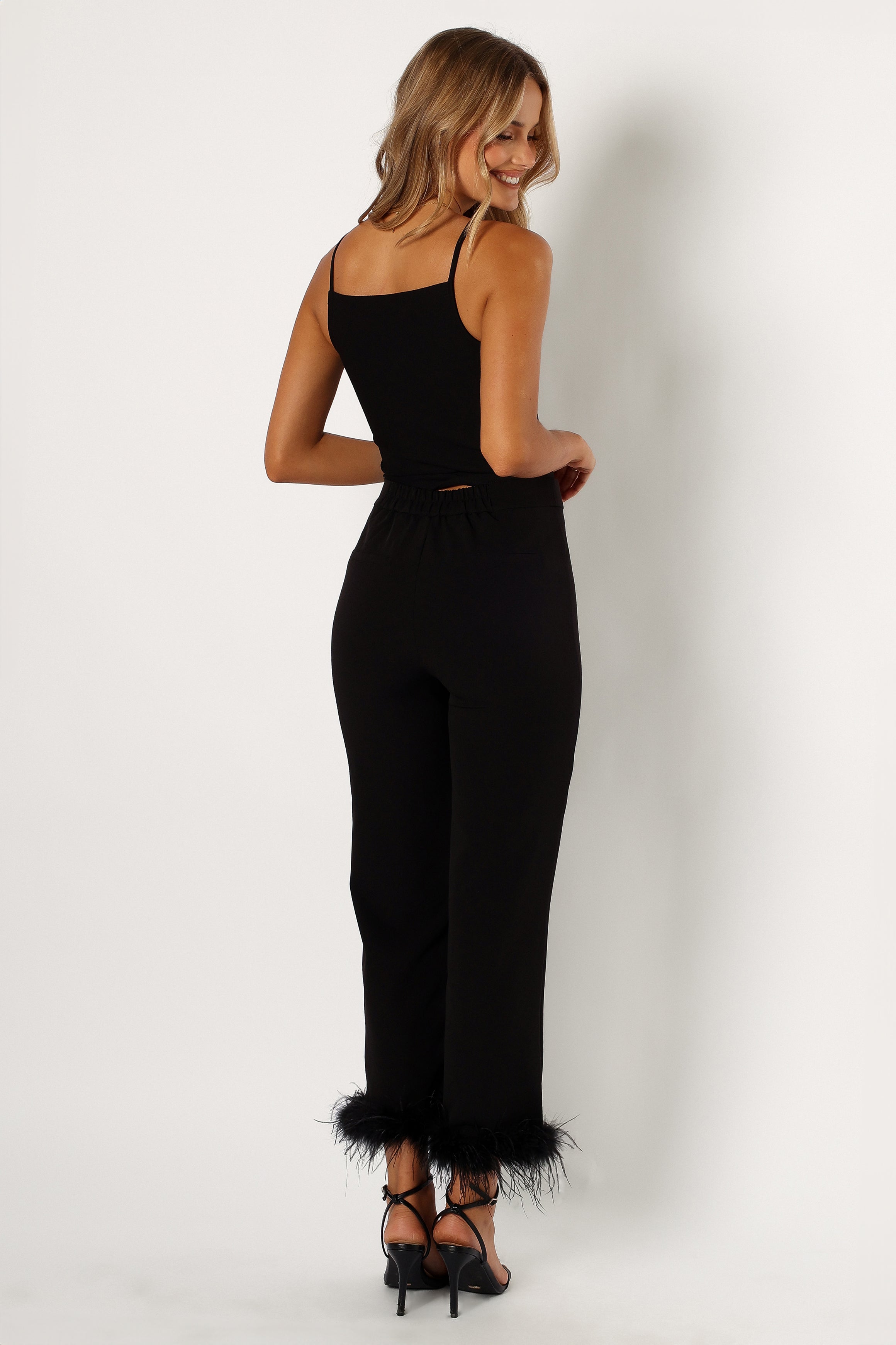 BOTTOMS @Jada Feather Cuff Pant - Black