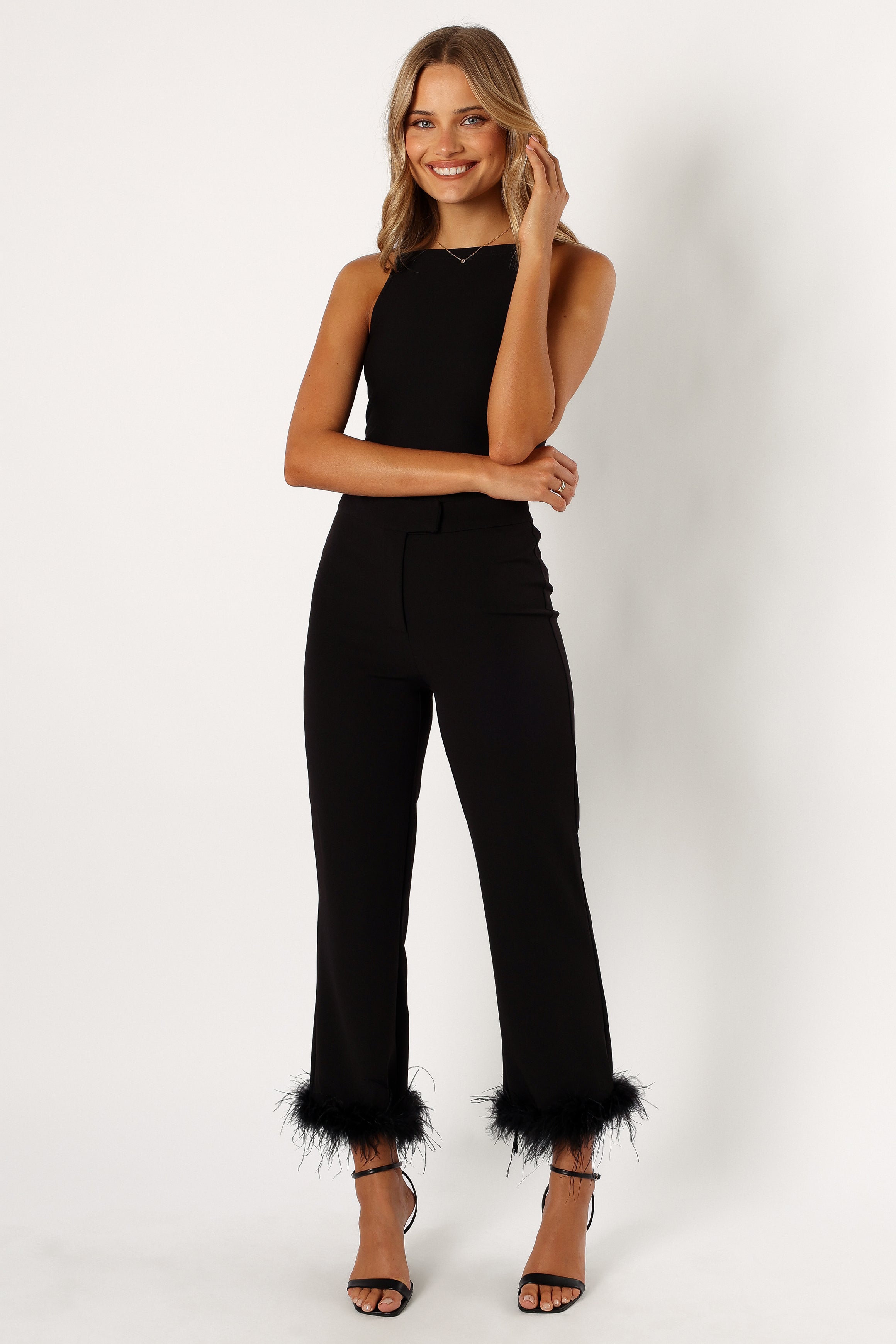 BOTTOMS @Jada Feather Cuff Pant - Black