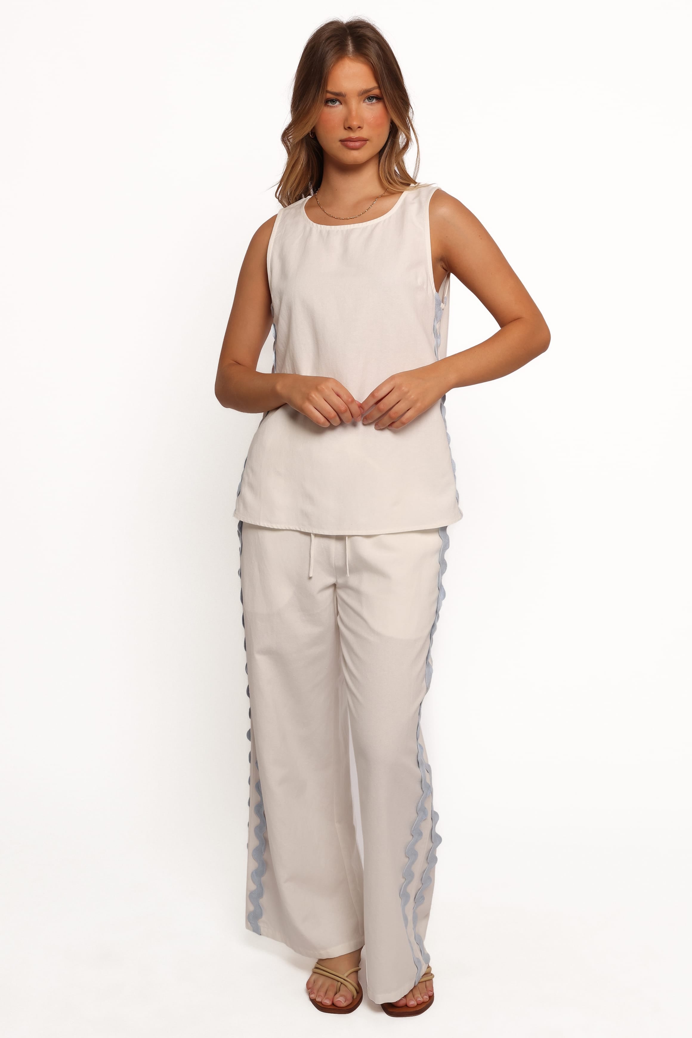 BOTTOMS Jasinta Pants - Cream Blue