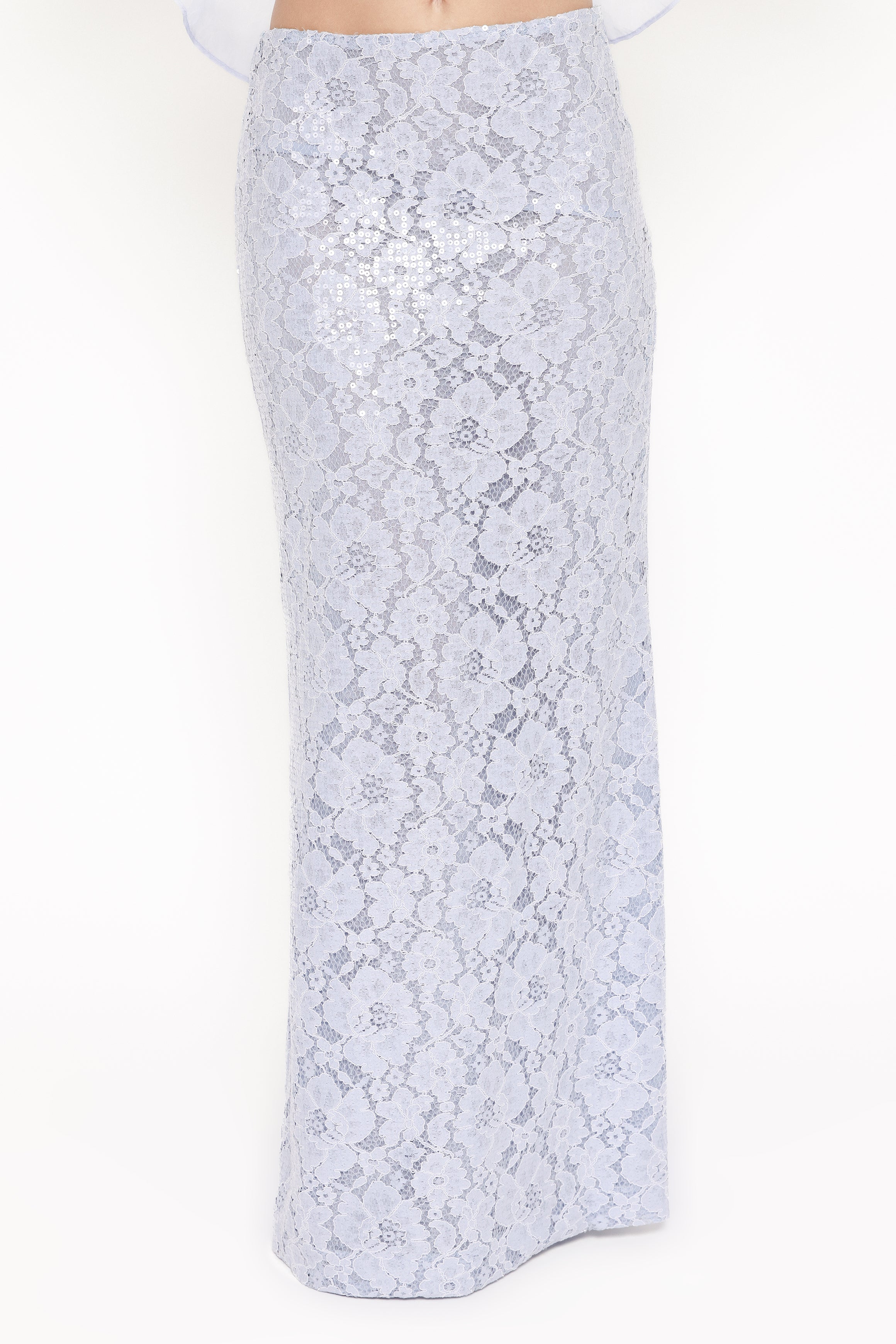 BOTTOMS Jennings Lace Maxi Skirt - Blue Sequin