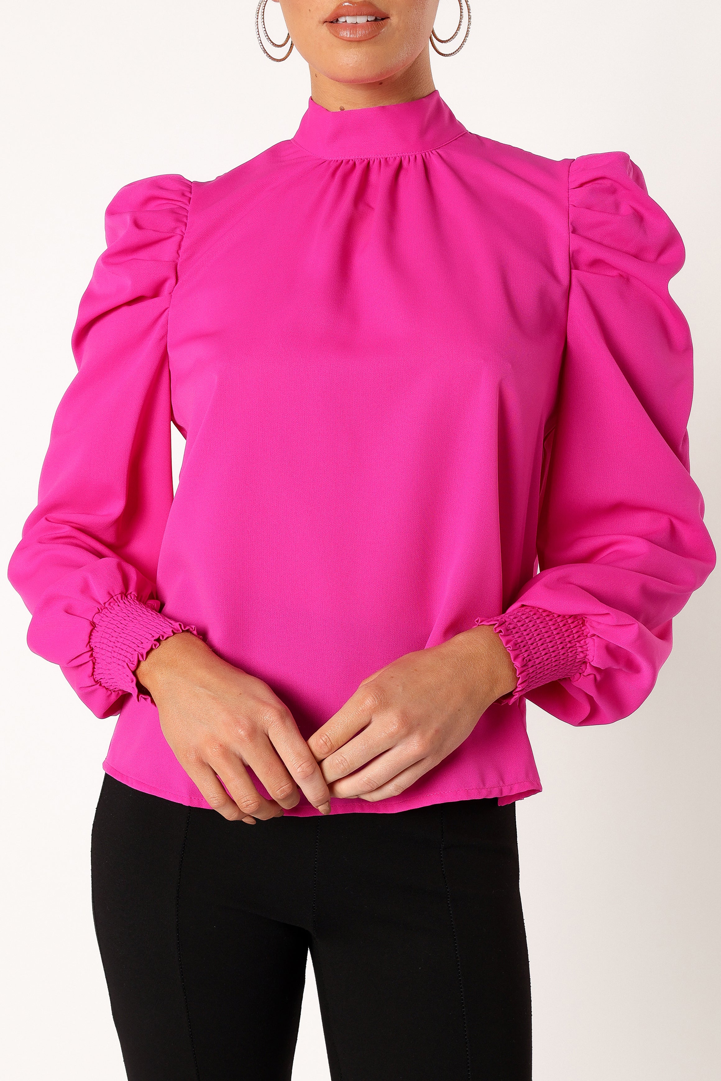 BOTTOMS @Jenny Puff Sleeve Blouse - Magenta