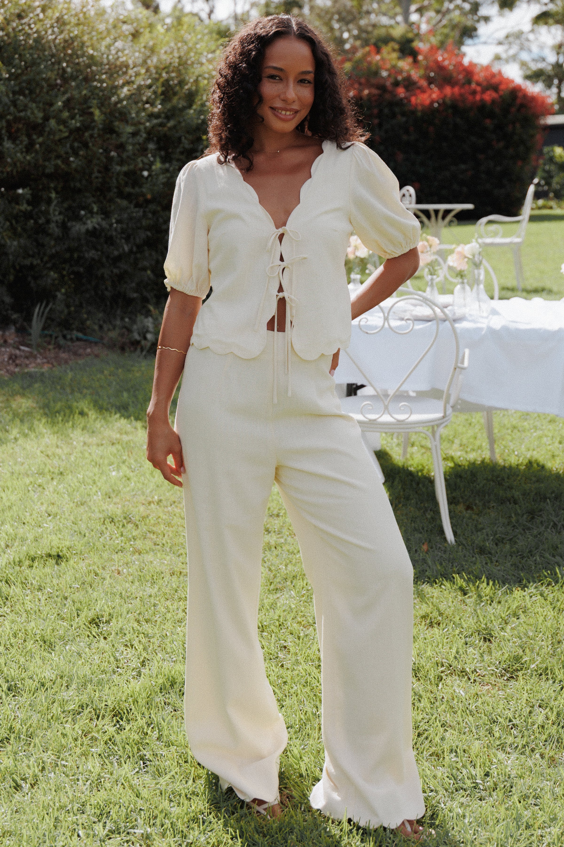 BOTTOMS Jensen Scallop Hem Pant - Butter Yellow