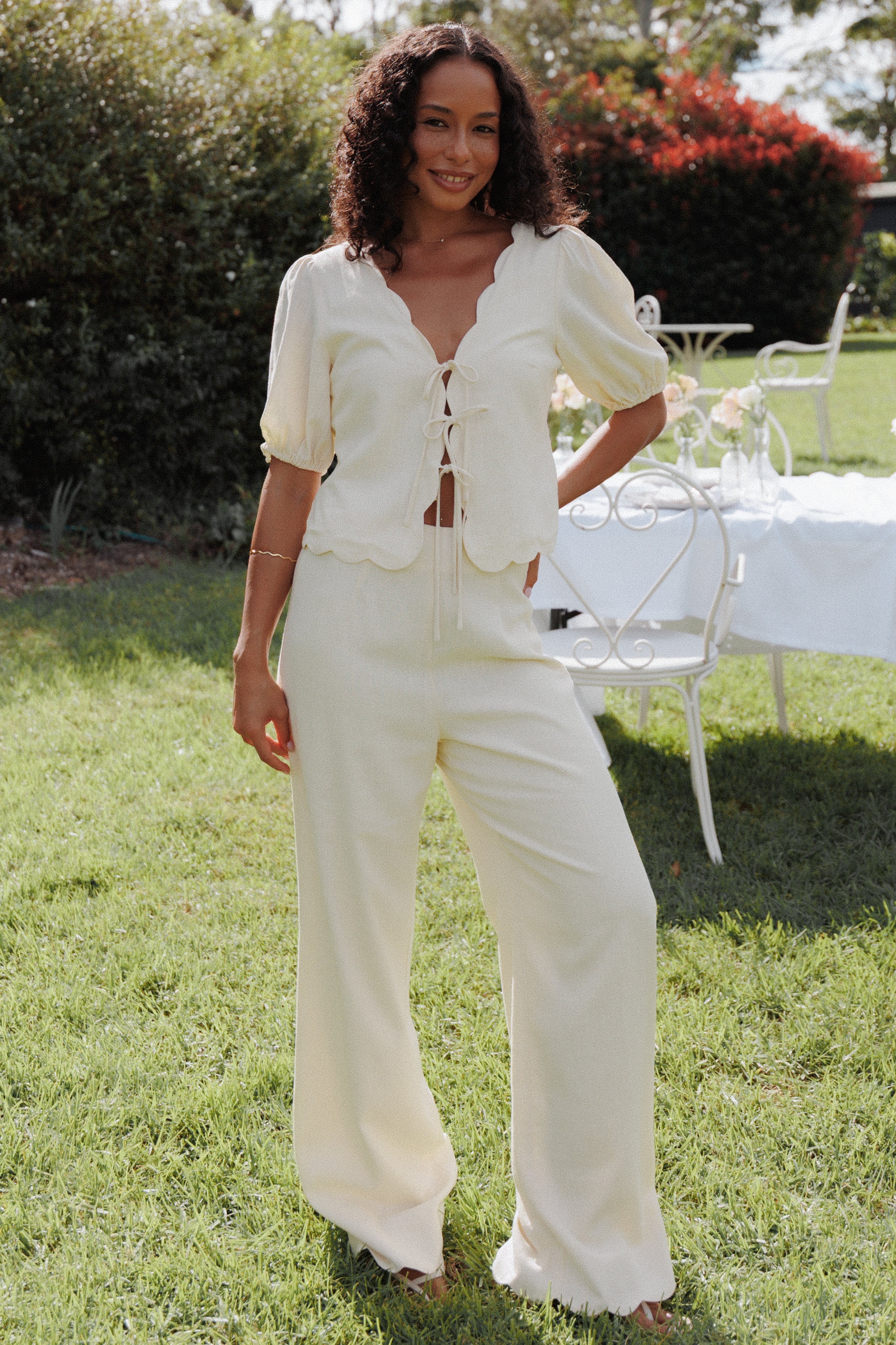 BOTTOMS Jensen Scallop Hem Pant - Butter Yellow