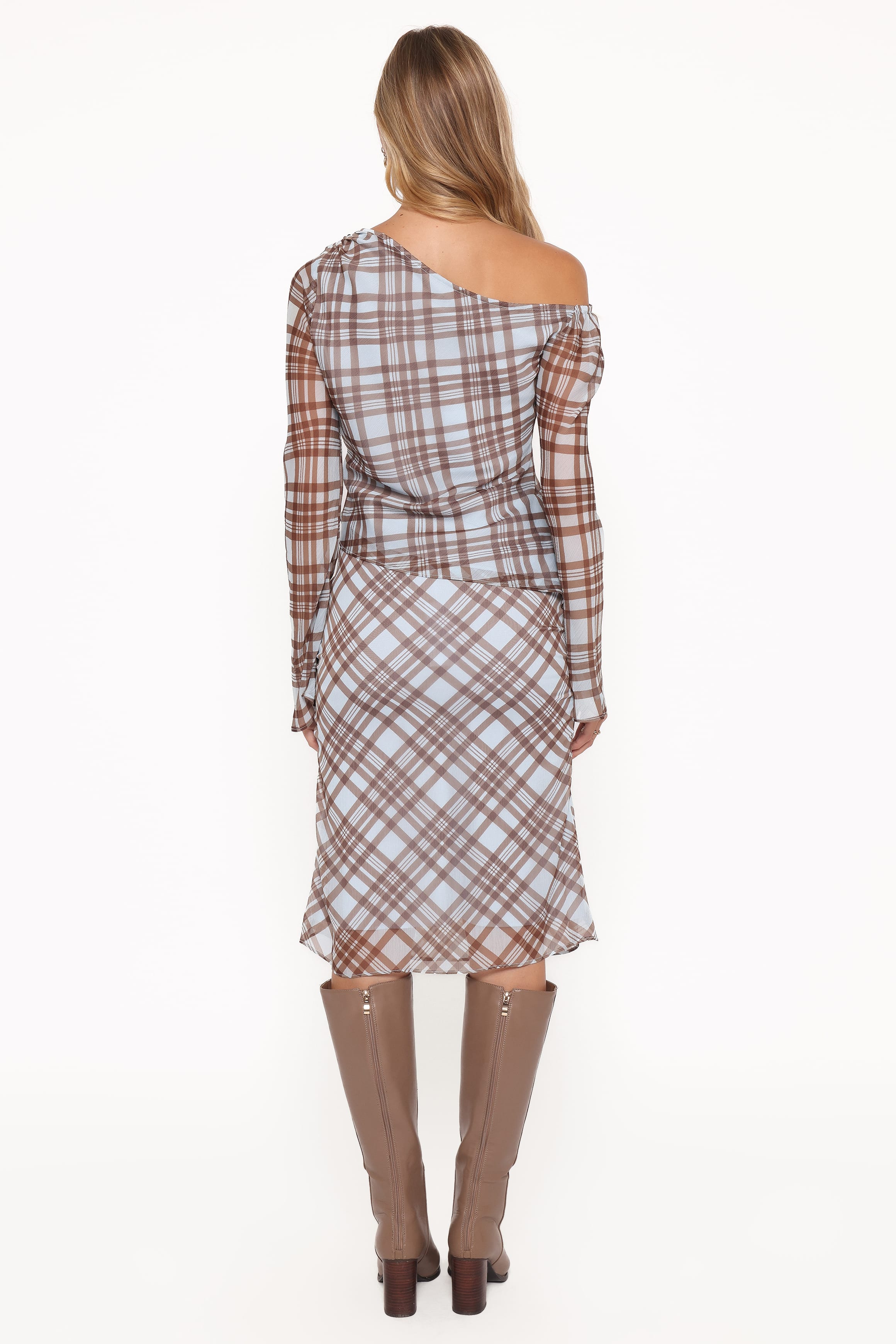 BOTTOMS Josiana Pencil Skirt - Blue/Brown Plaid