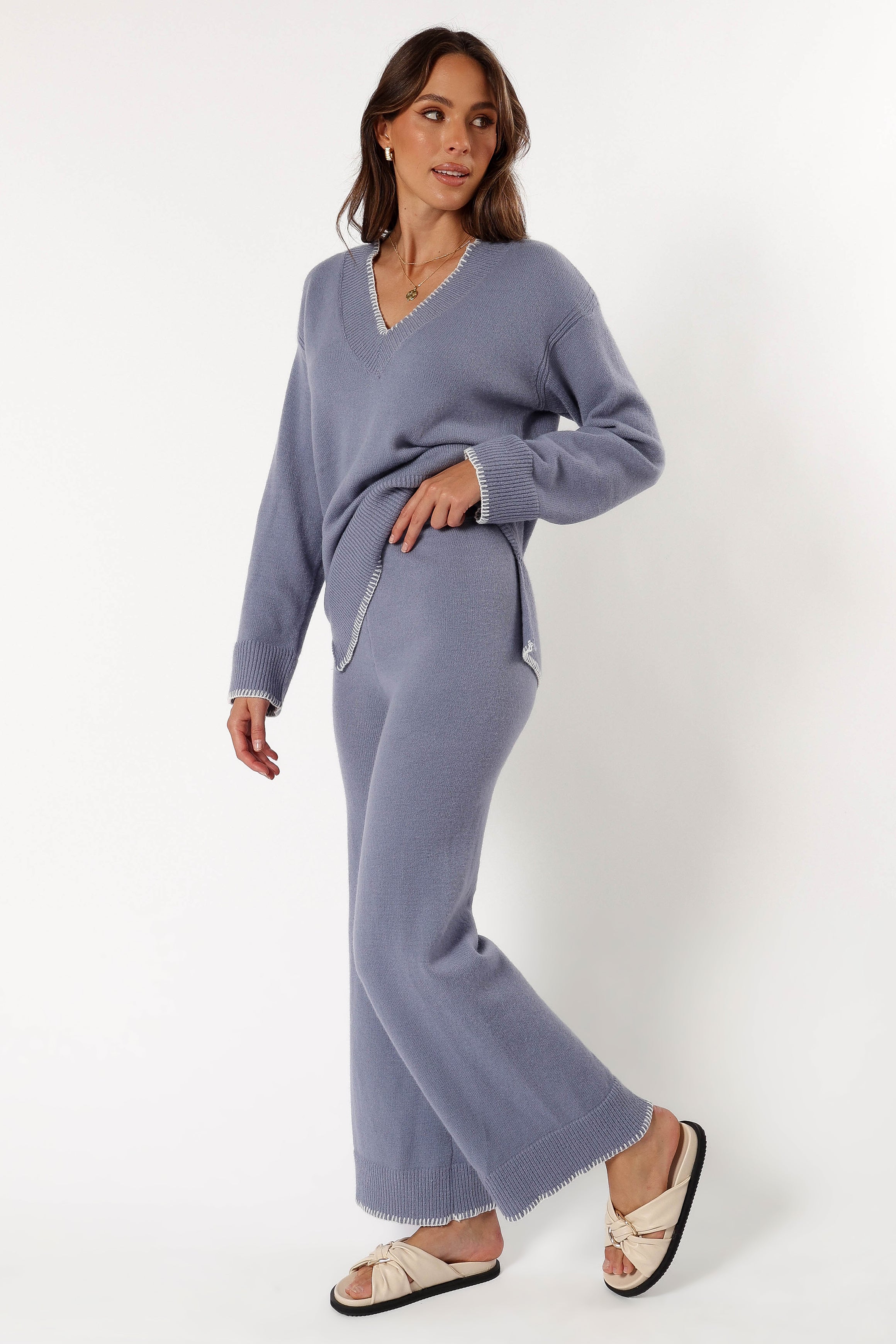 BOTTOMS @Josslyn Knit Pant - Grey (Hold for Cool Beginnings)