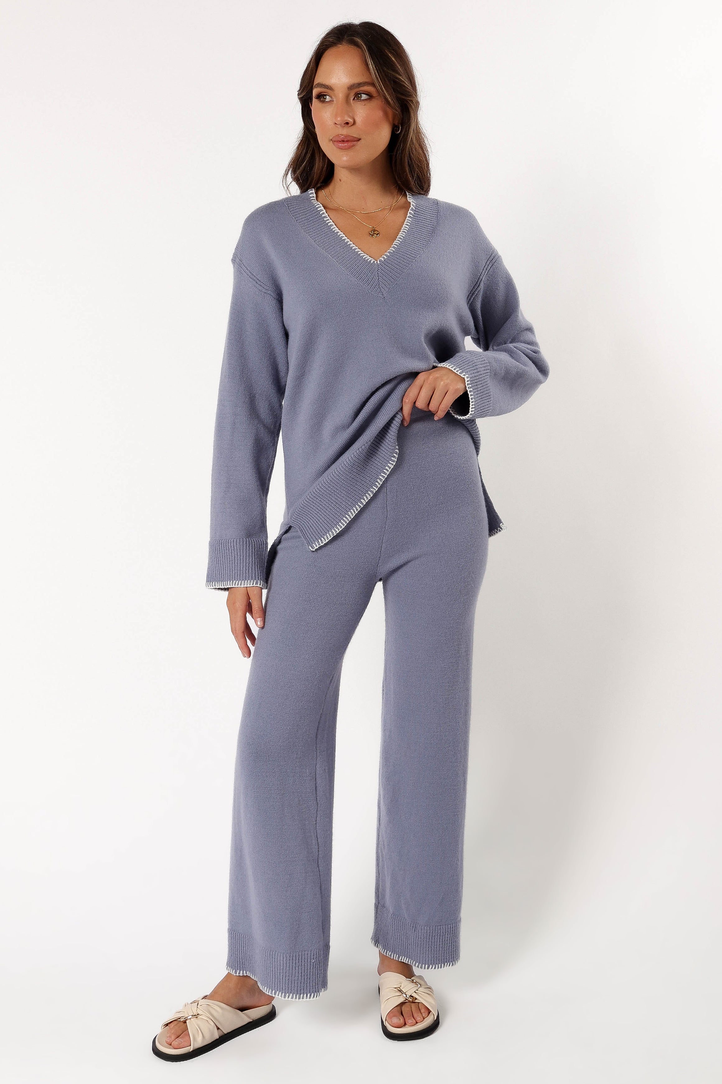BOTTOMS @Josslyn Knit Pant - Grey (Hold for Cool Beginnings)