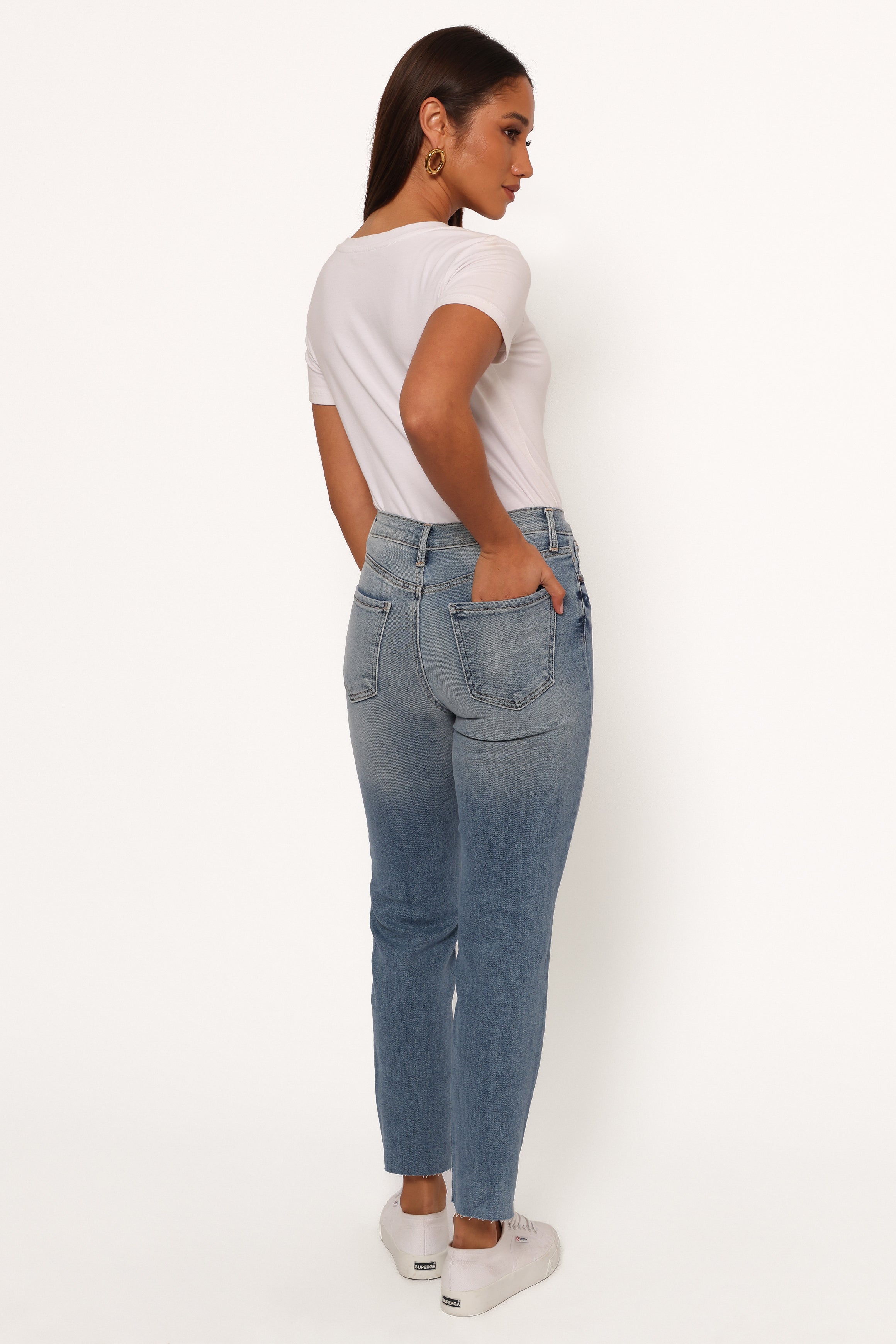 BOTTOMS Just Black Distressed Slim Leg Jean - Light Denim